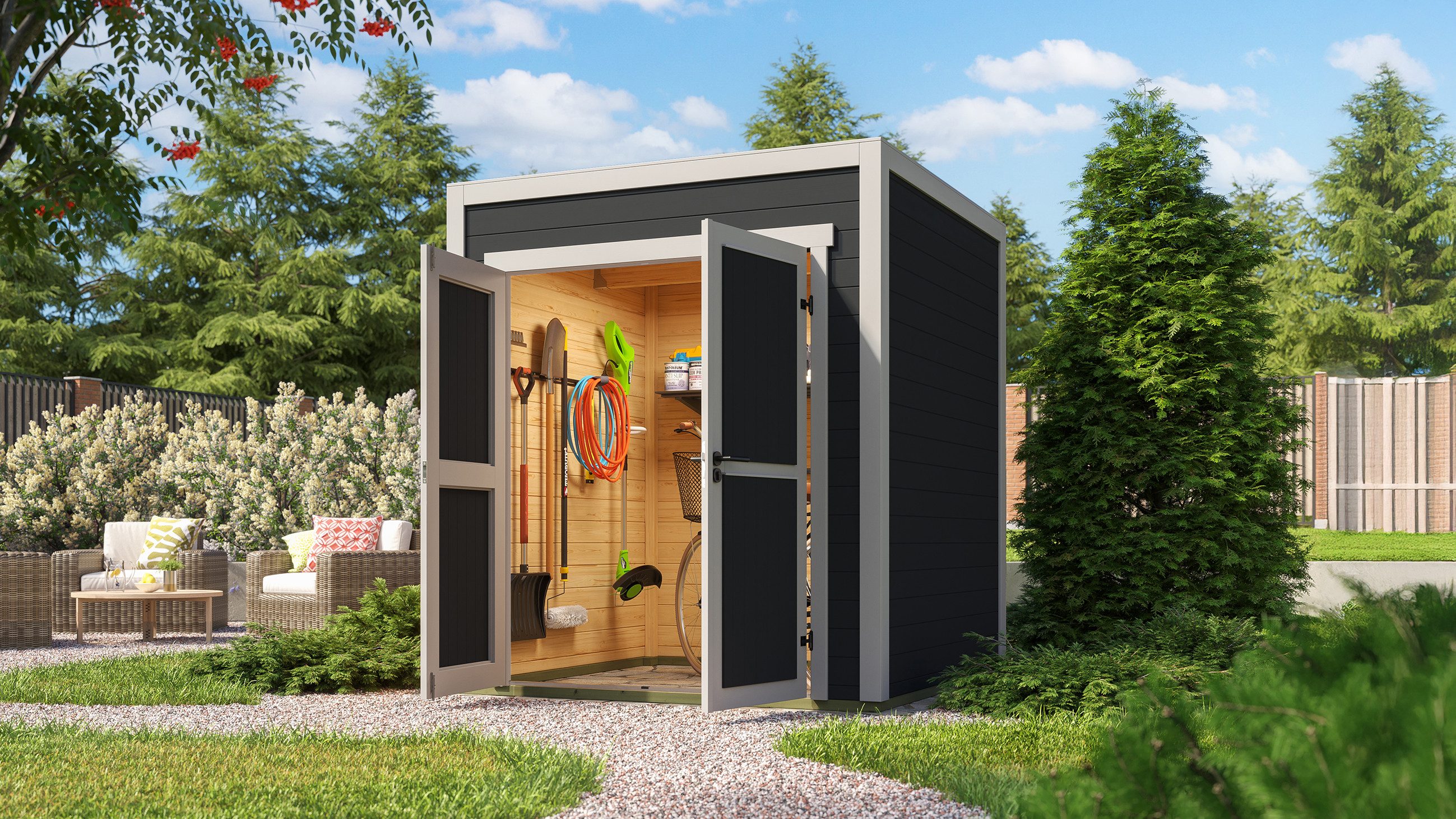 weka Gartenhaus Batu 1, Flachdach, Vollholztür, BxT: 200x207,4 cm, 28 mm starke Blockbohlen, in verschiedenen Farben