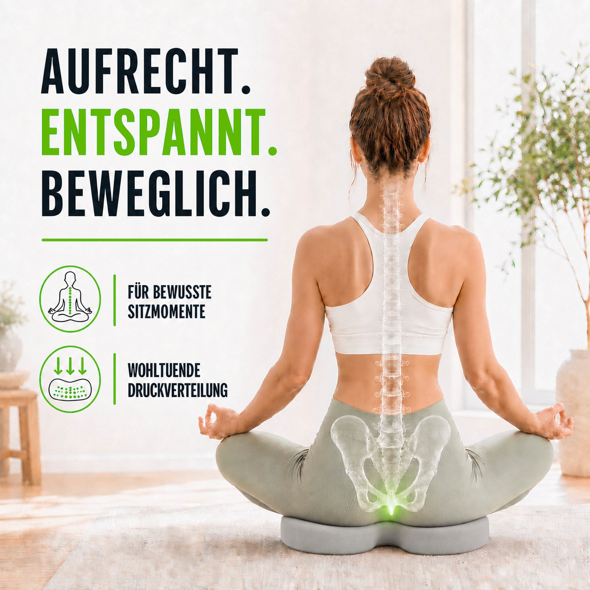 feela Sitzkissen Orthopädisches Kissen – Ergonomisch, 3 Härtegrade bei Rückenschmerzen, Fördert gesundes Sitzen & entlastet Rücken – Zuhause, Büro & unterwegs – Bild 4 von 5