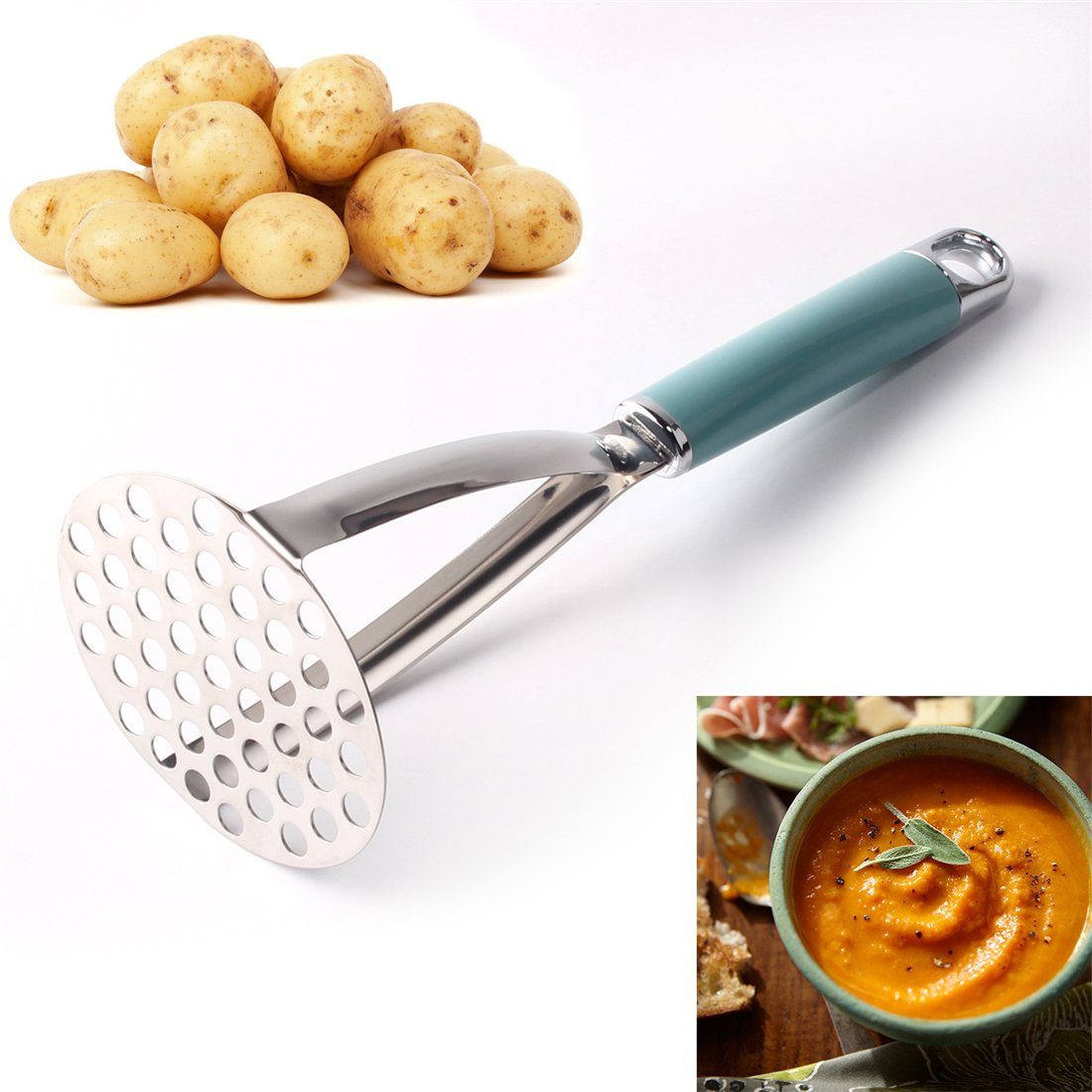 HOÖHM Kartoffelstampfer Edelstahl-Kartoffelstampfer, Babynahrungsstampfer, Kitchen Gadgets