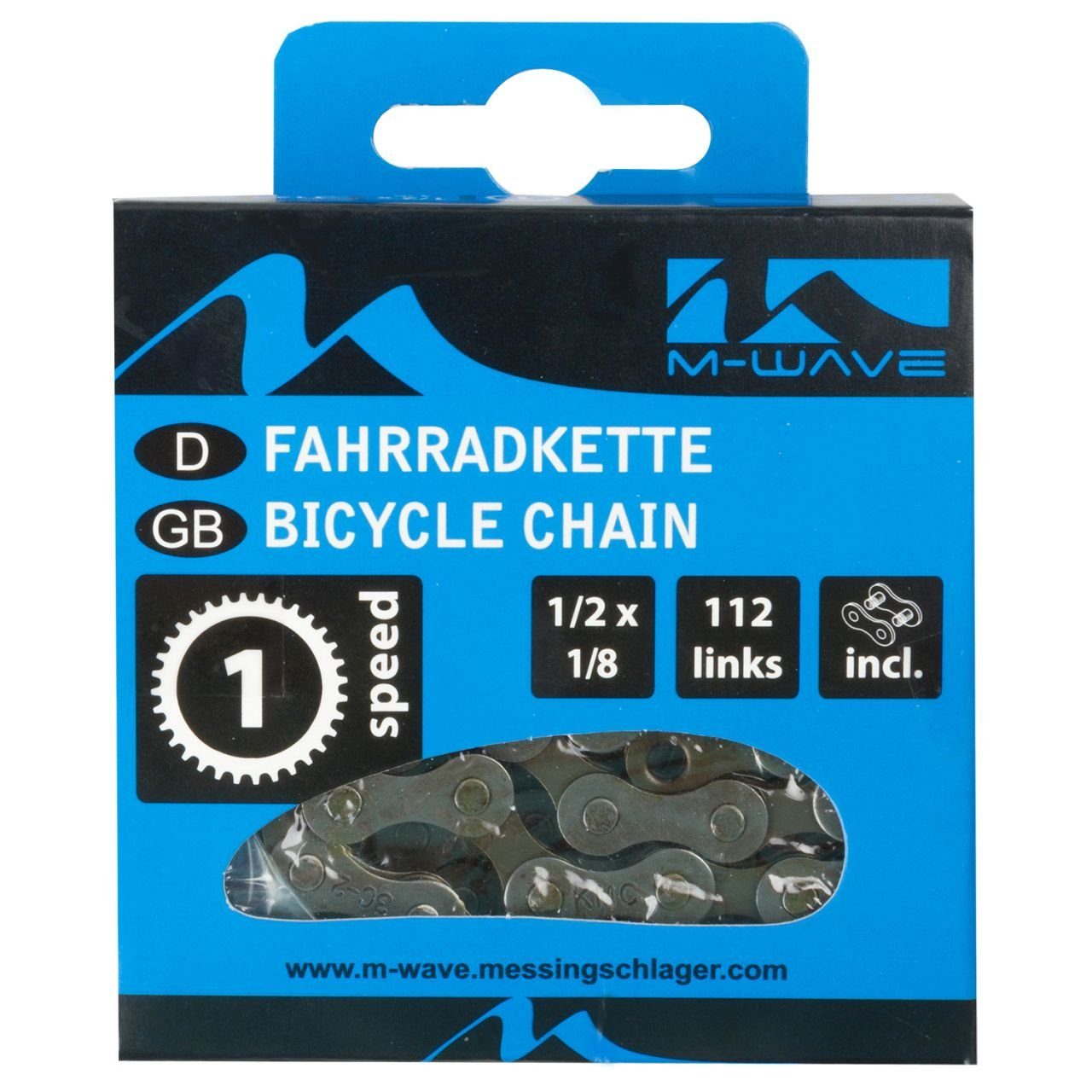 M-Wave Fahrradkette 112 1 M braun Gang Wave (KMC) Glieder 1/2x1/8 Fahrradkette