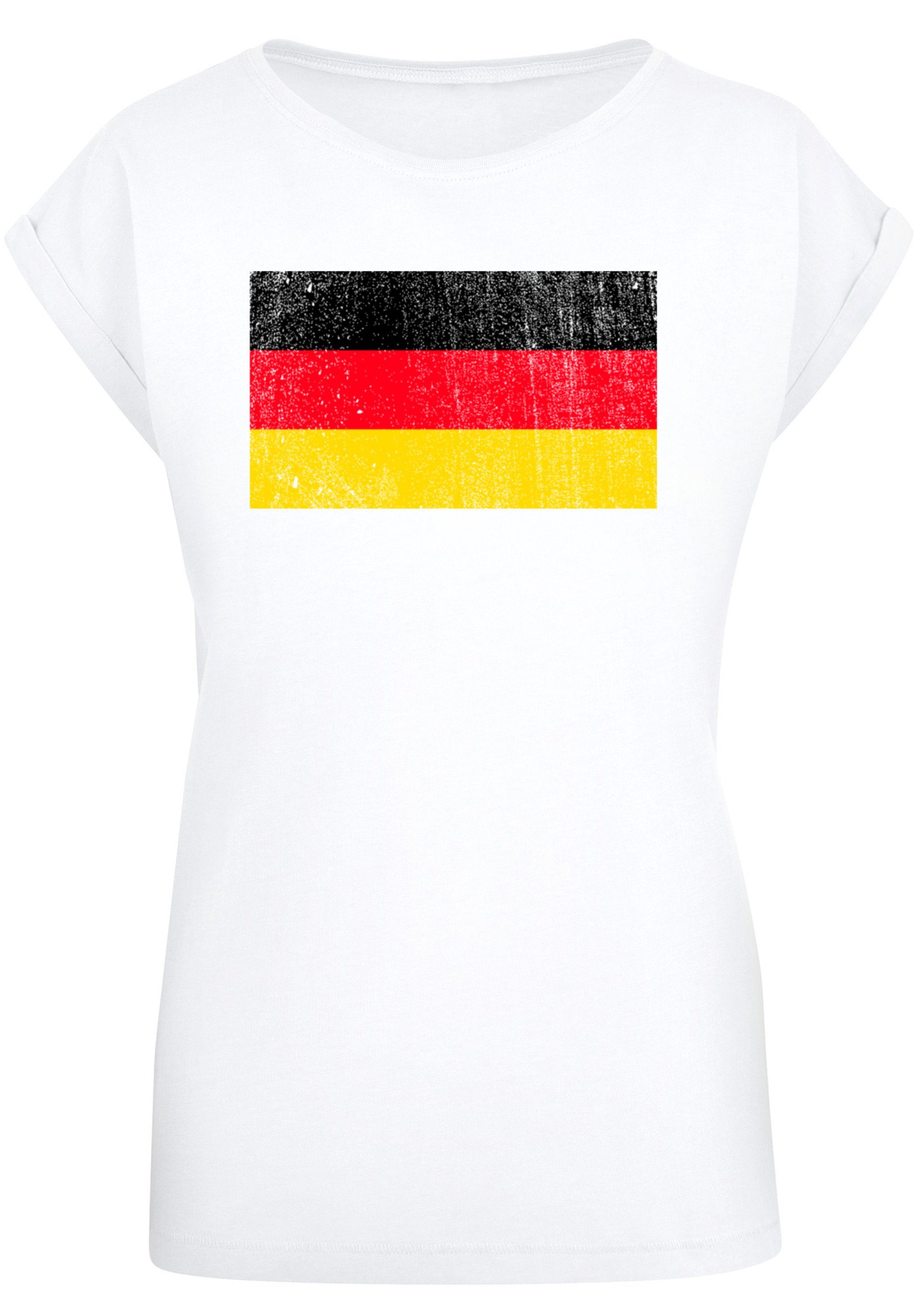 T-Shirt Deutschland distressed Flagge Sehr weicher hohem mit Tragekomfort Print, Germany Baumwollstoff F4NT4STIC