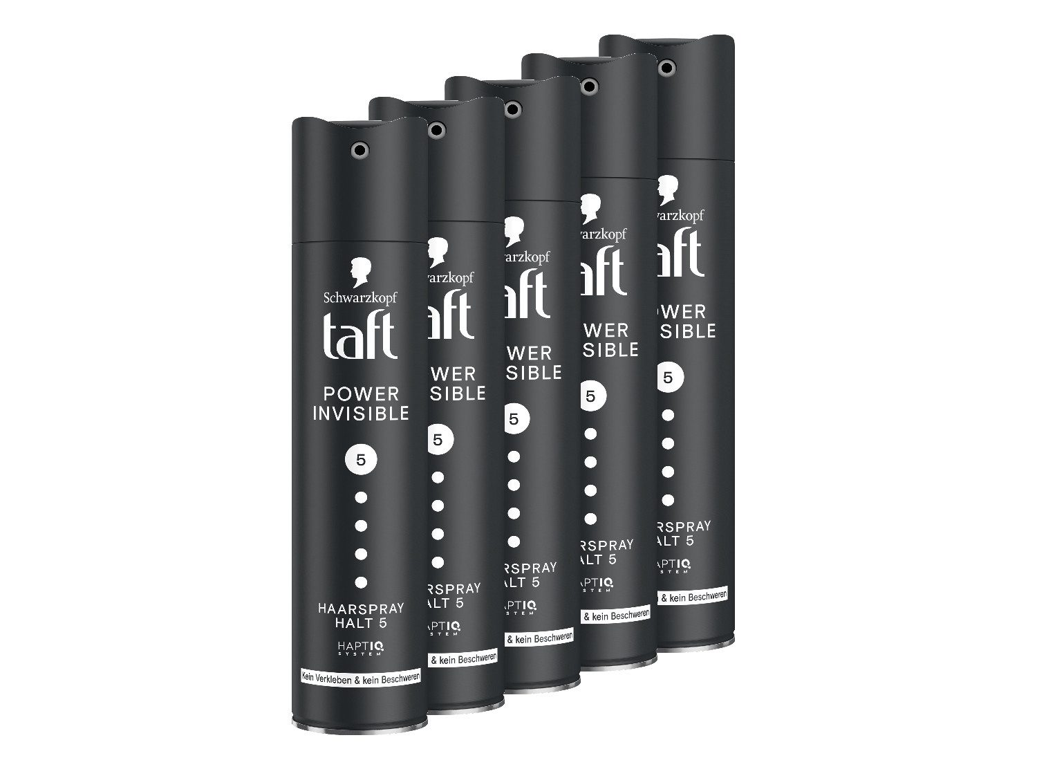 Taft Haarspray Schwarzkopf, Power Invisible Haarstyling, Vorratspack, 5-tlg., 5x 250 ml, HaptIQ System