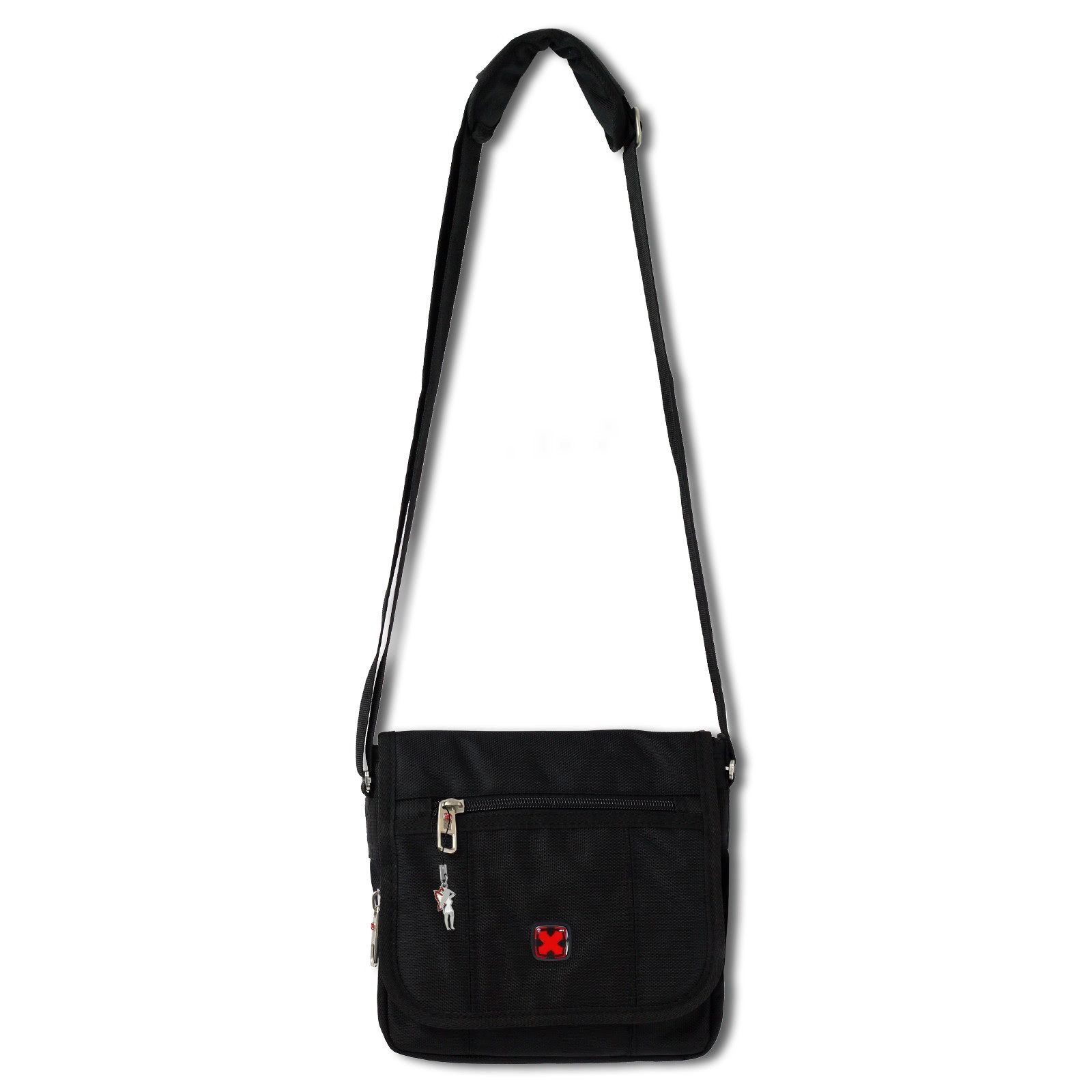 Travel N Meet Schultertasche Travel N Meet Umhängetasche schwarz (Messenger Bag), Herren Polyester Messenger Bag, Schultertasche, schwarz ca. 20cm