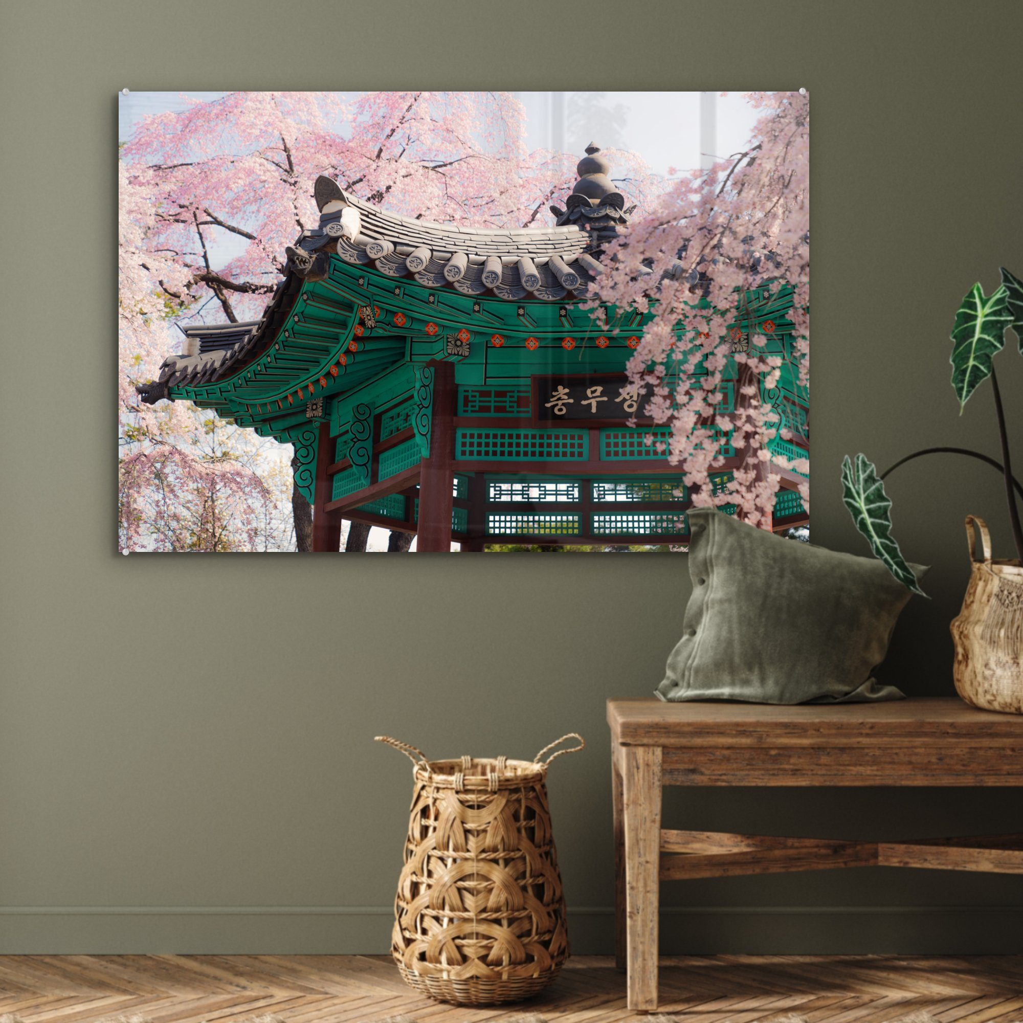 Acrylglasbilder Korea, - Pavillon Wohnzimmer Bäume St), - Acrylglasbild Schlafzimmer MuchoWow & (1