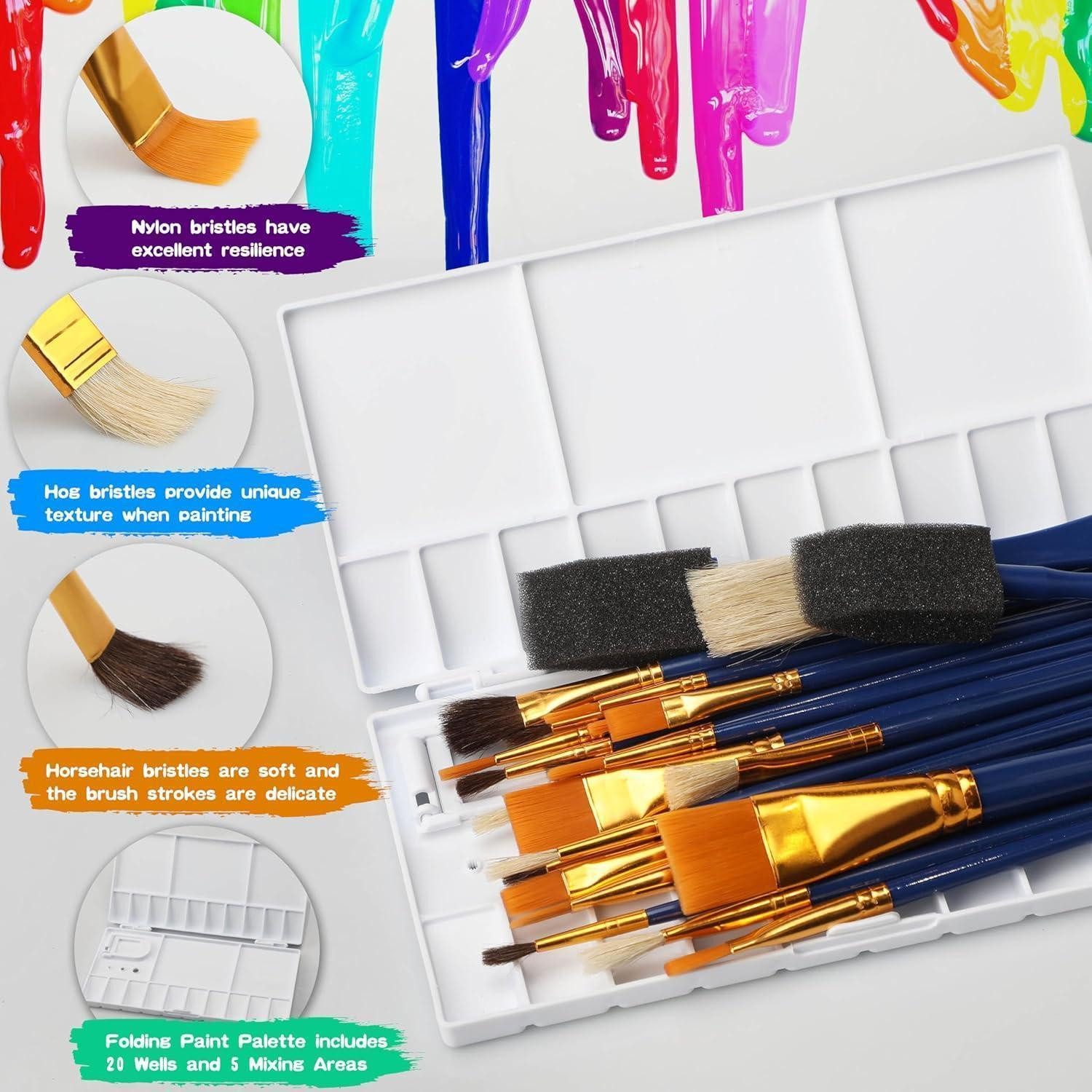 LuxusKollektion Malpinsel Pinselset 26teilig Acryl Öl Aquarell Gouache Faltpalette+Pinsel Set