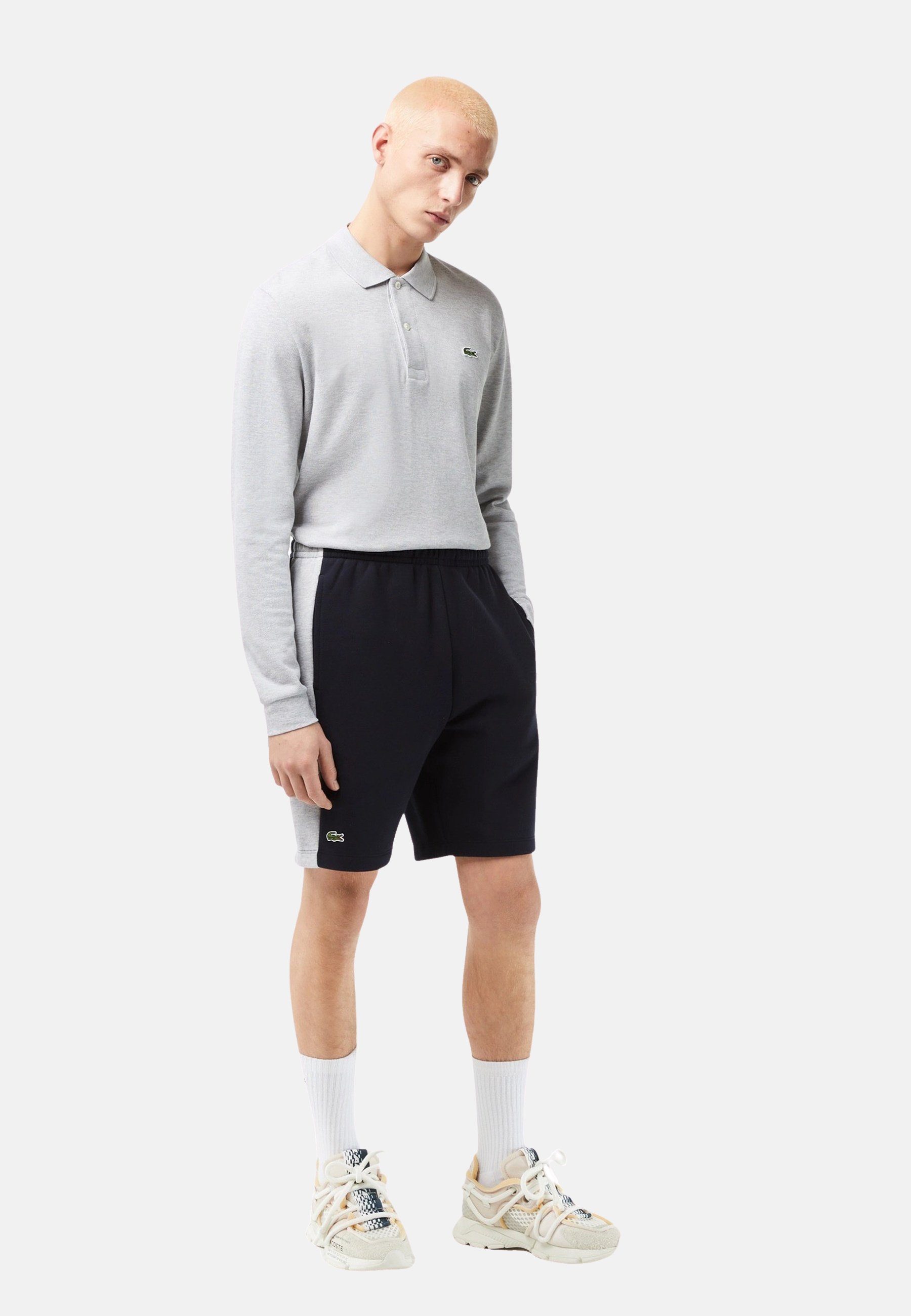 Lacoste Sweatshorts Hose Shorts aus Baumwollfleece marine (1-tlg) hellgrau