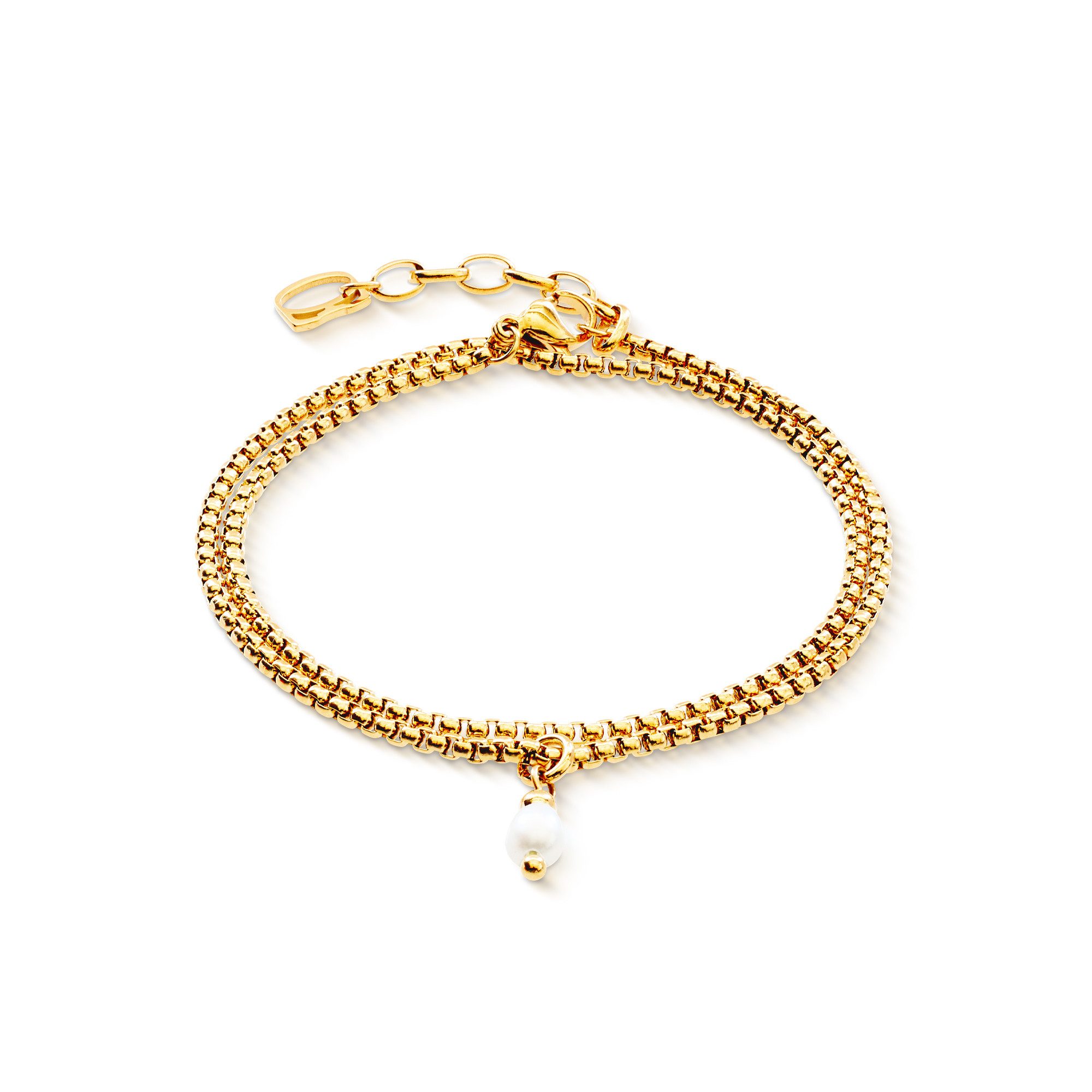 COEUR DE LION Armband Schmuck Edelstahl Serene Knot Chain Würfelkette, mit Süßwasserzuchtperle