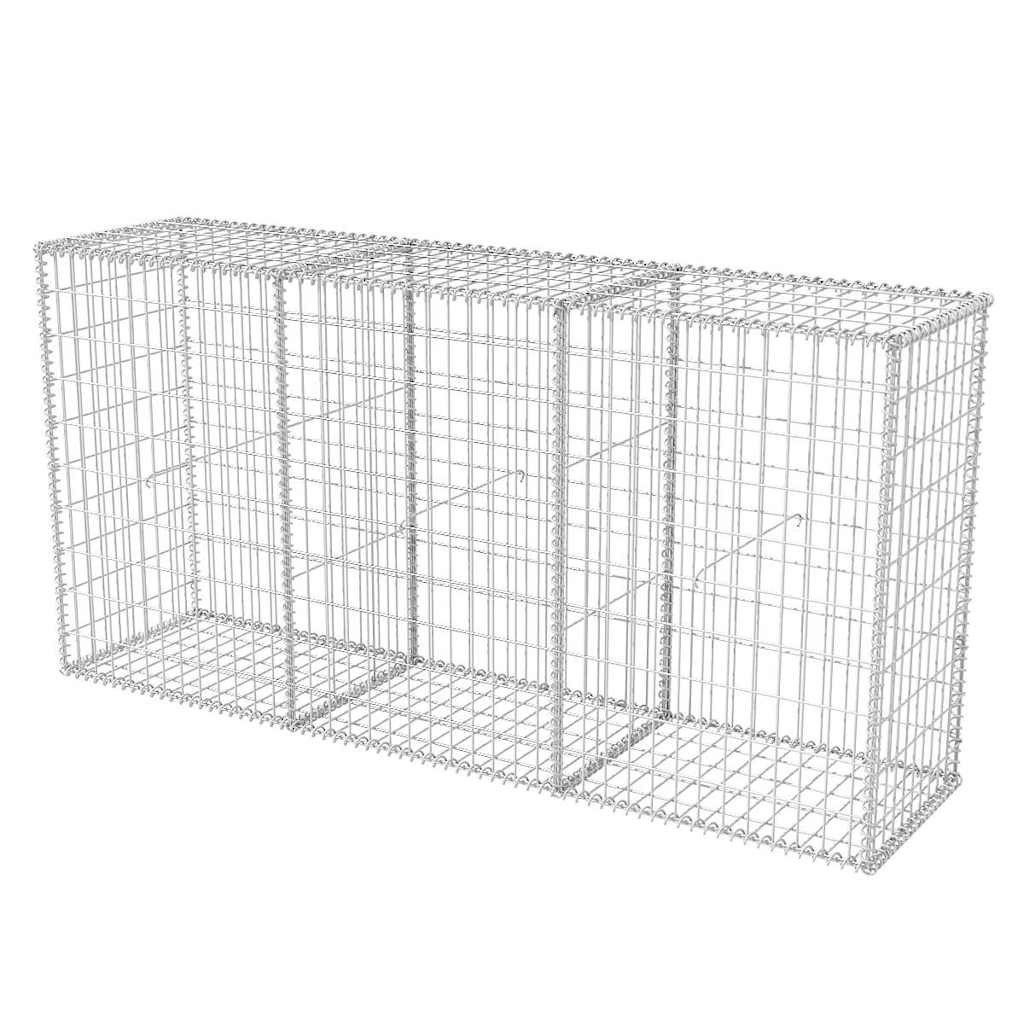 vidaXL Gartenzaun Gabionenkorb Stahl 200×50×100 cm, (1-St), Gabione 200x50x100cm Steinkorb Drahtkorb Steingabionen Gabionen Wand