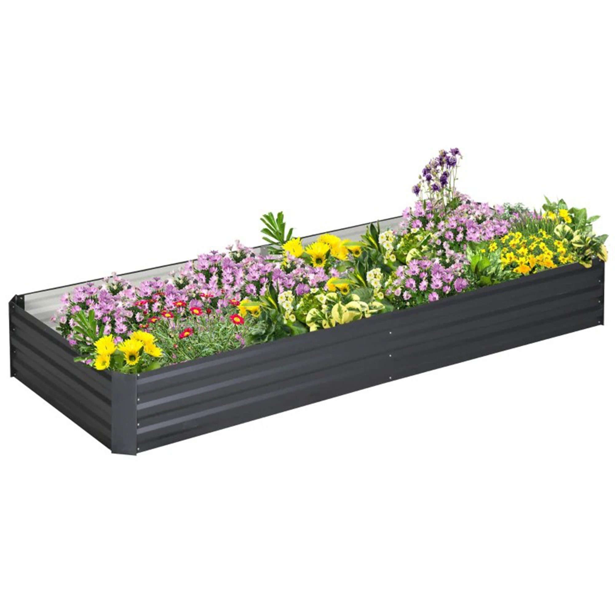 MC Star Hochbeet Outsunny Stahl-Hochbeet, offener Boden, einfacher Aufbau (95L x 90,5B x 29,8H cm, Grau)