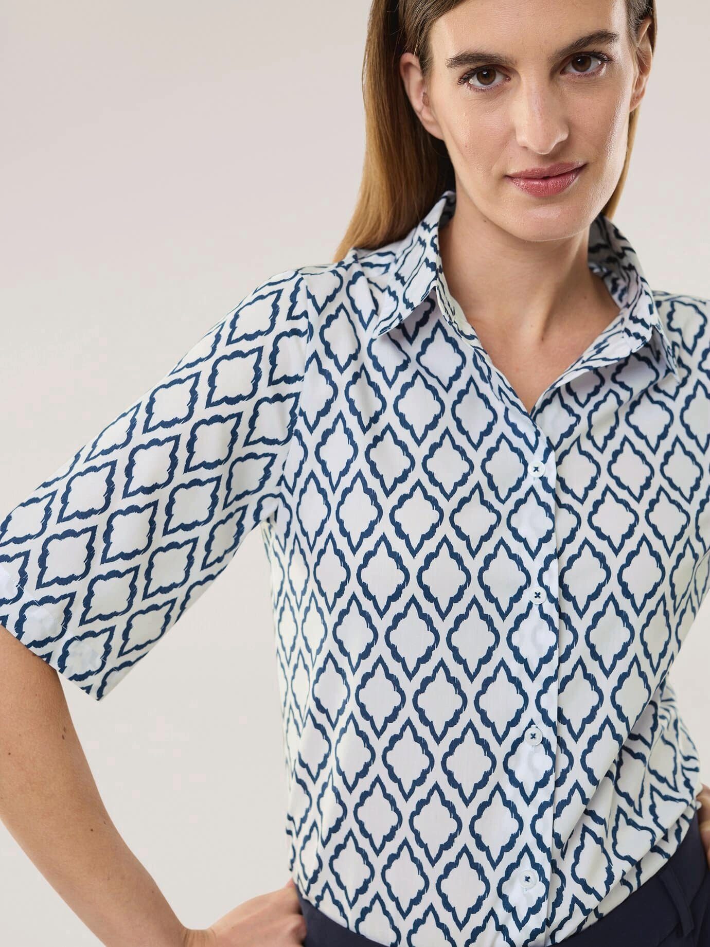 Walbusch Hemdbluse Damen Extraglatt-Hemdbluse Everyday 2.0 normale Größen, Hemdbluse Langarm, Blusenkragen