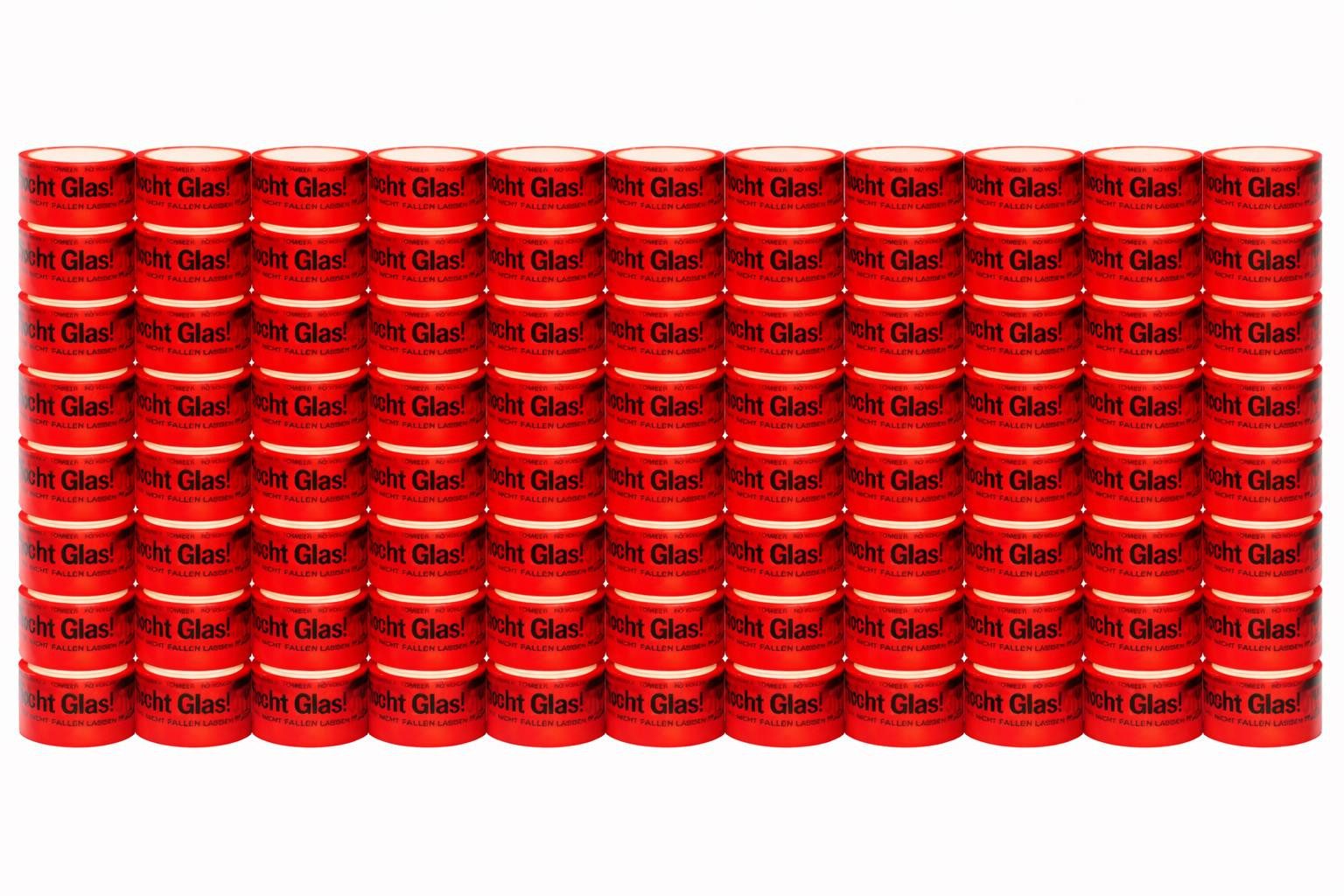 BAYLI Klebeband 144 Rollen PP Klebeband Vorsicht Glas 48mm x 66m - Warnband - starkes