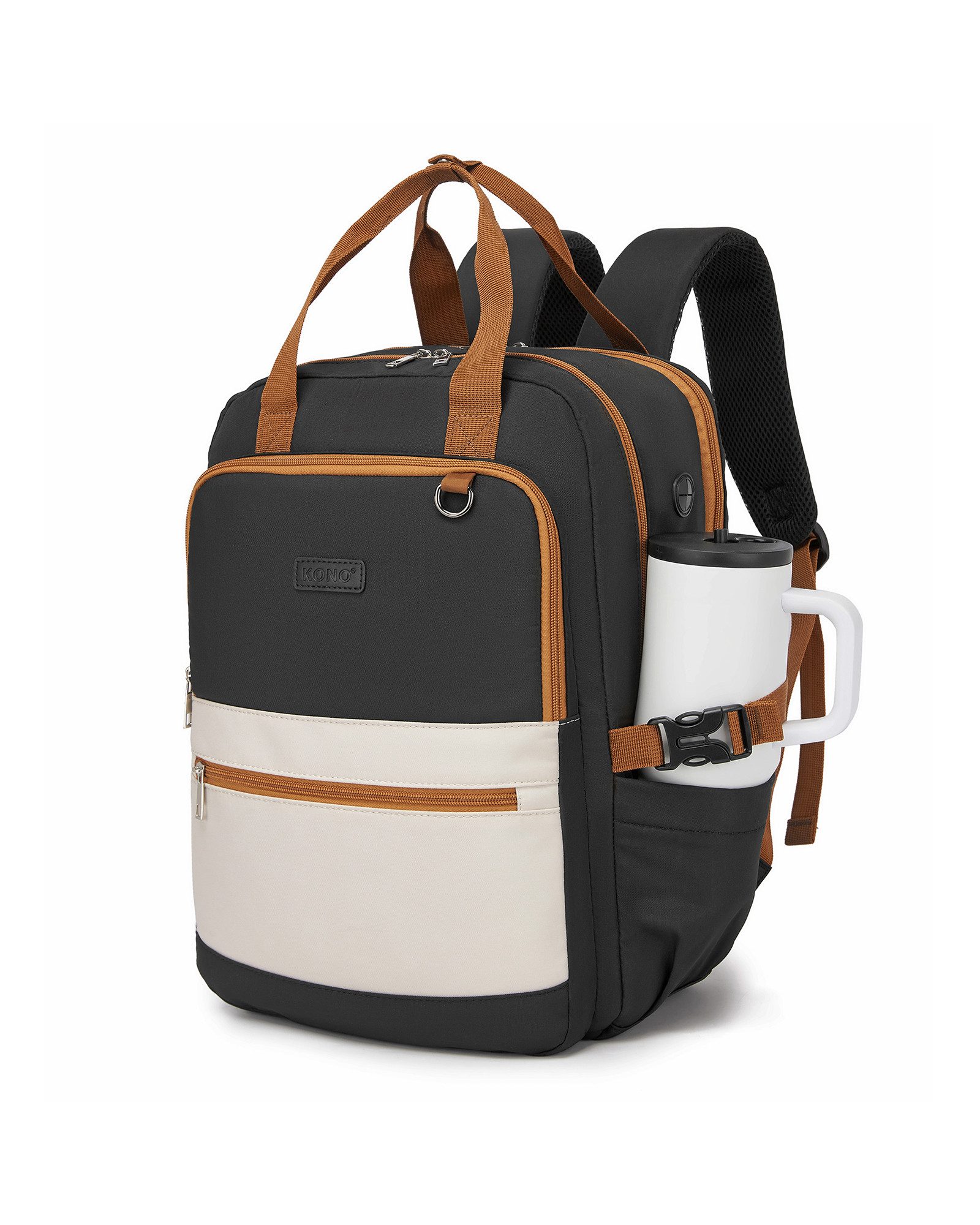 KONO Rucksack für Damen – Wasserdichter 2-in-1-Laptoprucksack, 15,6 Zoll