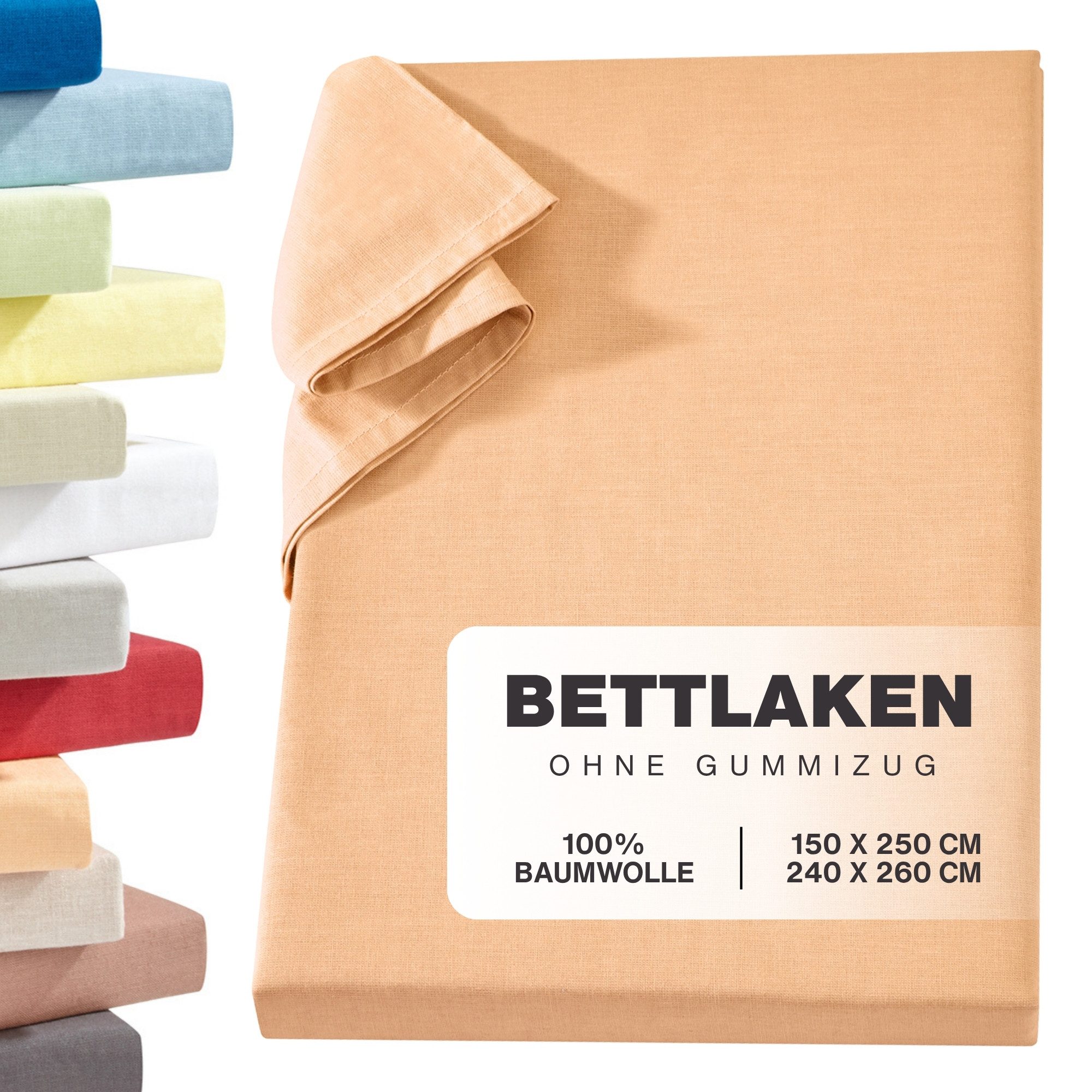 Carpe Sonno Betttuch Linon Haustuch Bettlaken ohne Gummizug Baumwolle Leintuch Laken Decke, Baumwolle, Gummizug: ohne, (1 Stück), Überwurf Bett Sofa Sessel leichte Sommer Bettdecke 150x250