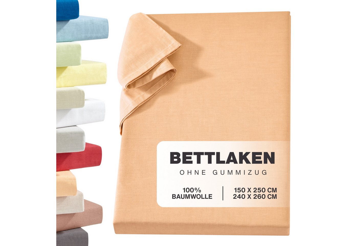 Carpe Sonno Betttuch Linon Haustuch Bettlaken ohne Gummizug Baumwolle Leintuch Laken Decke, Baumwolle, Gummizug: ohne, (1 Stück), Überwurf Bett Sofa Sessel leichte Sommer Bettdecke 150x250