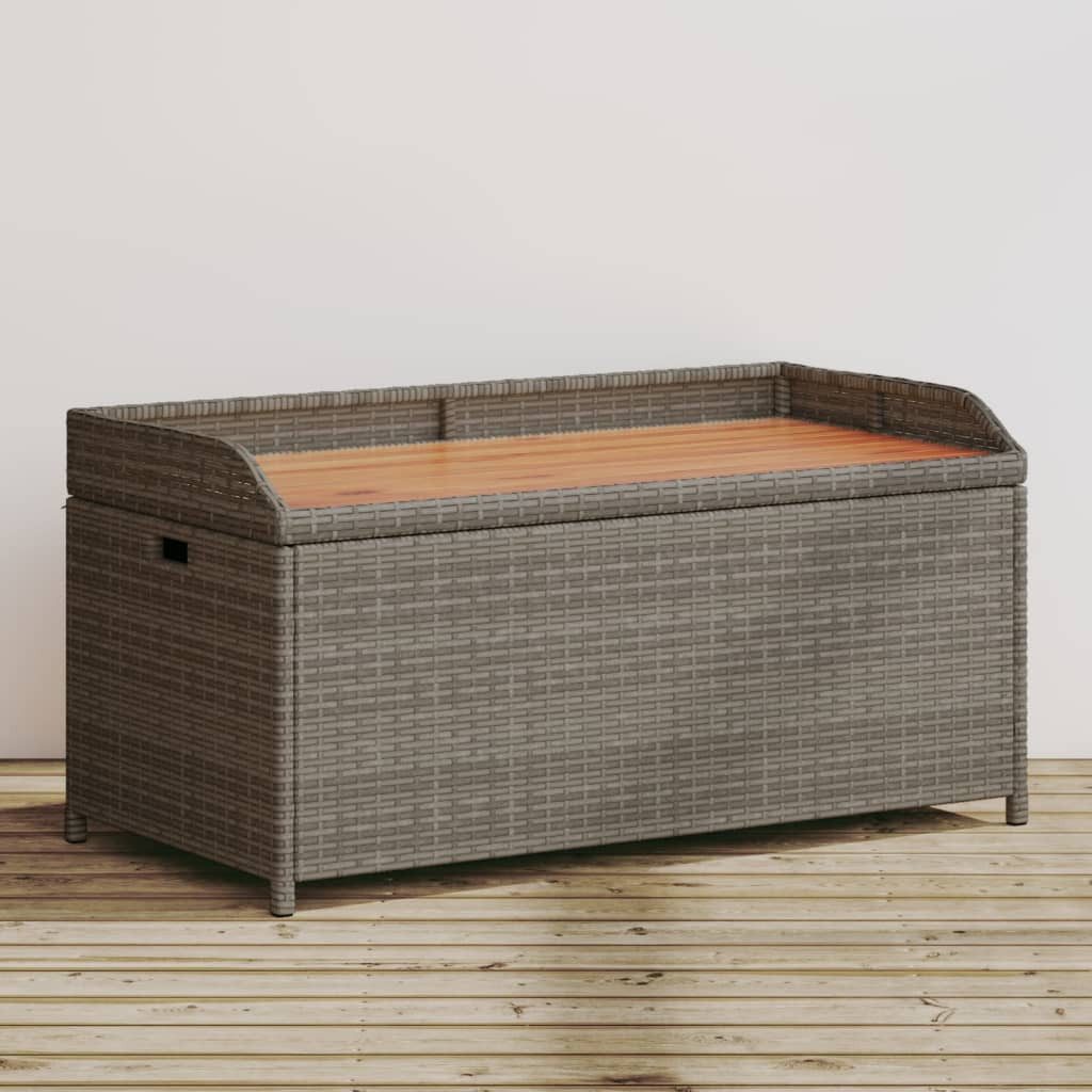 furnicato Truhenbank Bank mit Stauraum Grau 100x50x52 cm Poly Rattan Akazienholz (1-St)