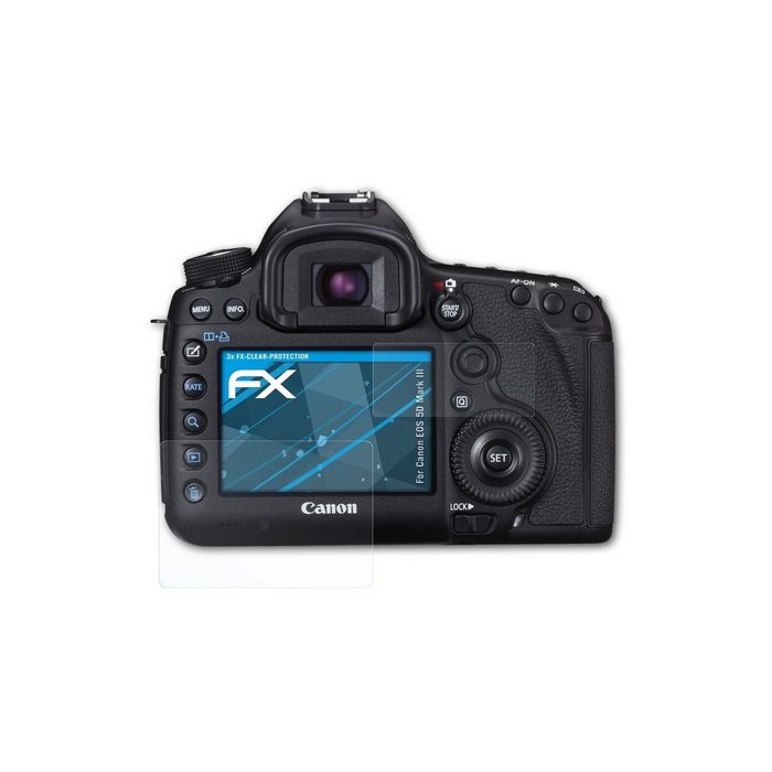 atFoliX Schutzfolie Displayschutz für Canon EOS 5D Mark III (3er Set) Ultraklar und hartbeschichtet