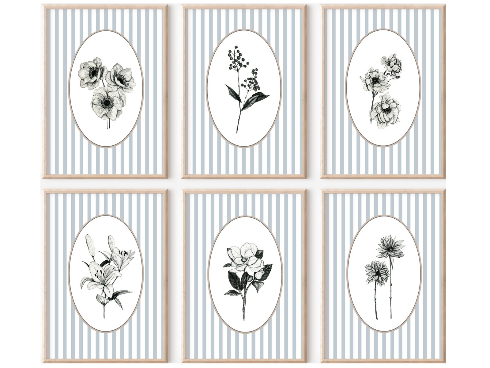 homestyle-accessoires Poster Wandposter Set 6-teilig, Blumen Hintergrund Streifen 10 Designs, Motiv Nr. 5, Hochformat, Künstlerpapier, stilvoll für jedes Zimmer, ohne Rahmen