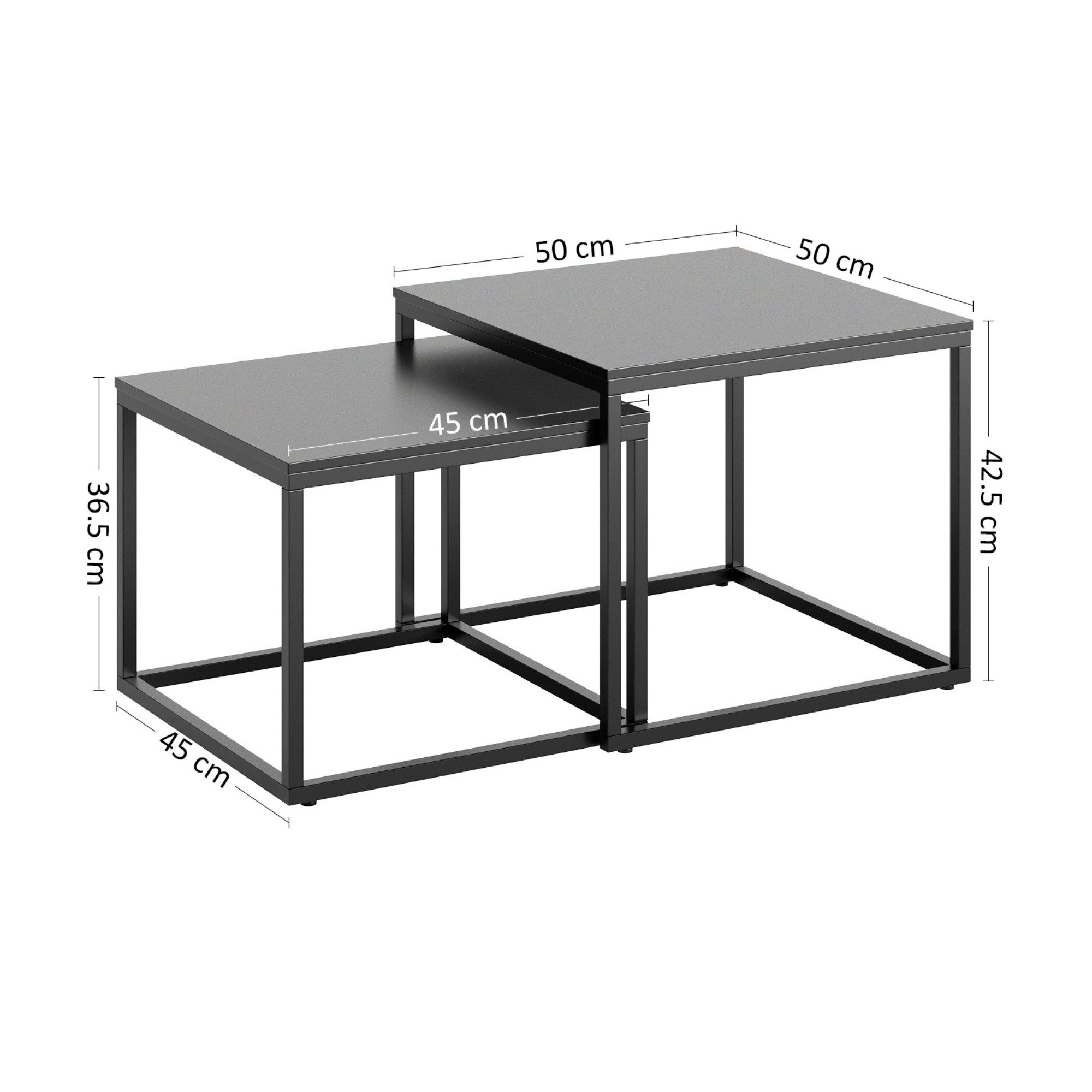 Home Collective Couchtisch Kleiner 2er Set aus Holz, Wohnzimmertisch Modern (Beistelltisch Set 2 in 1 mit Metallgestell, Büro Beistelltisch Loft Design TWIN, kr – Bild 3 von 3