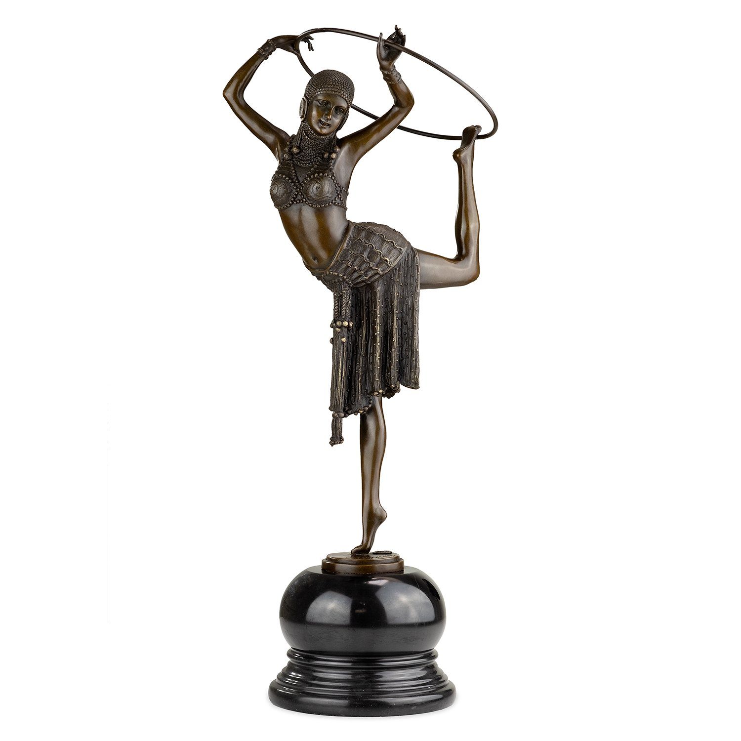 Hula Vitrine Hoop Skulptur Figuren Bronzefigur Tänzerin, Schreibtisch Bronzefigur Moritz Dekofigur für Regal Deko