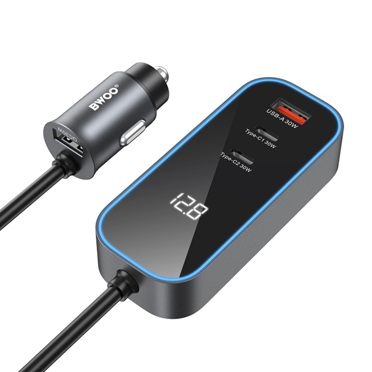 Wisam BWOO CC107 PD Kfz-Ladegerät 1x USB-C - USB-A Anschluss 30W schwarz Smartphone-Ladegerät