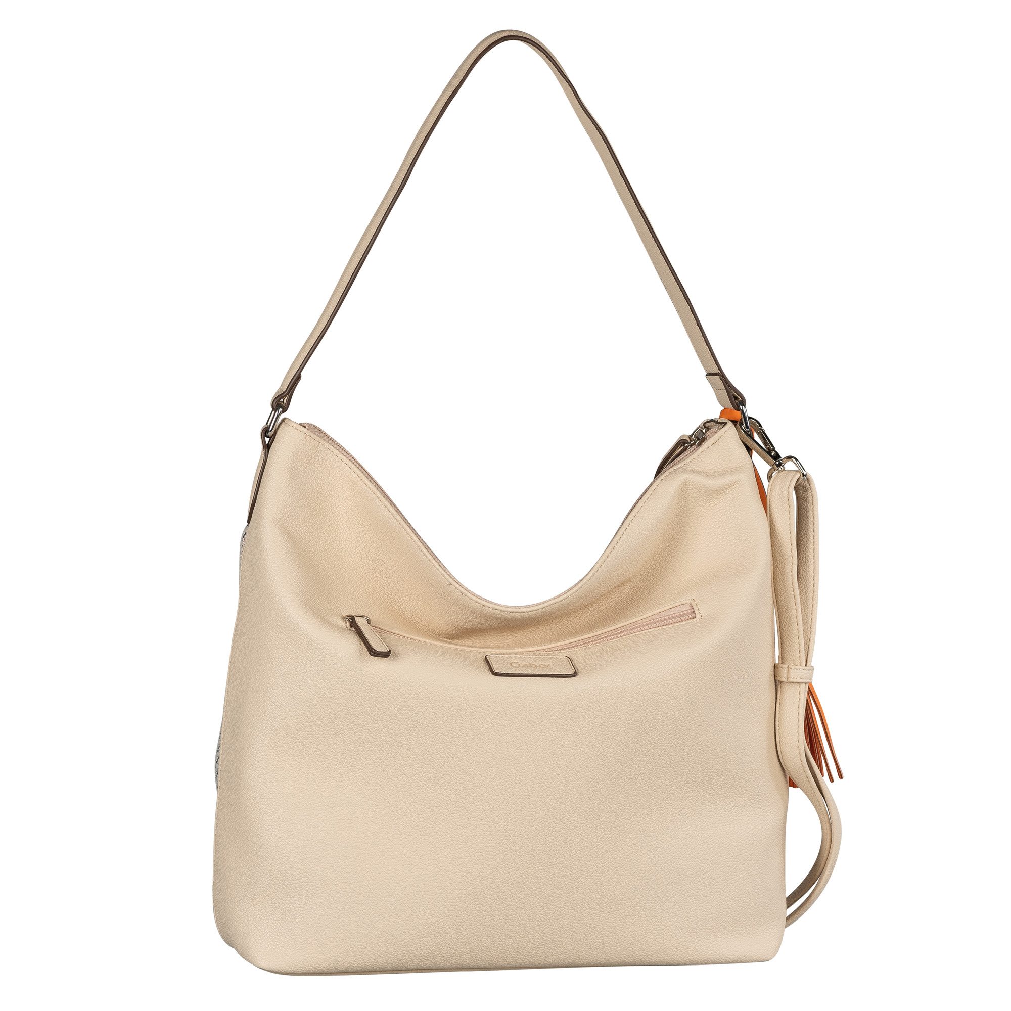 Gabor Hobo Annett, in Bastoptik besetzt mit glattem Kunstleder und einem Fransenanhänger