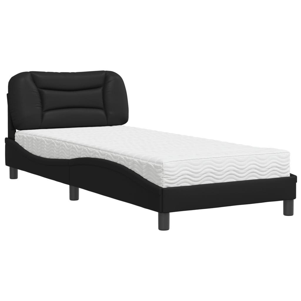 vidaXL Bett Bett mit Matratze "Hvar" Schwarz 80x200 cm Kunstleder