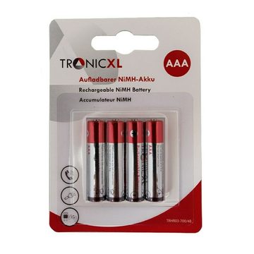 TronicXL Akkus AAA Akku für Fernbedienung Wanduhr Radio Taschenlampe Spielzeug Batterie, (4 St)