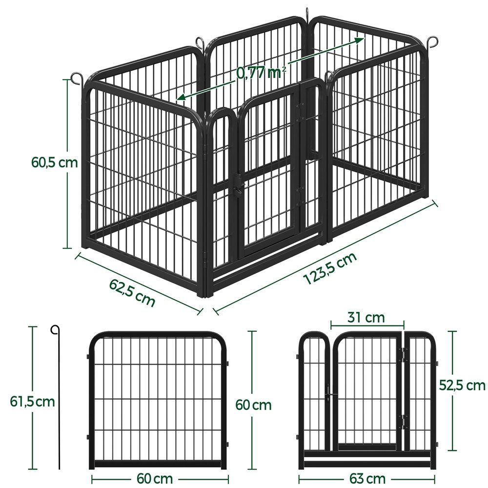Yaheetech Freigehege, Welpenauslauf faltbar mit Tür, Hundelaufstall Freilaufgehege