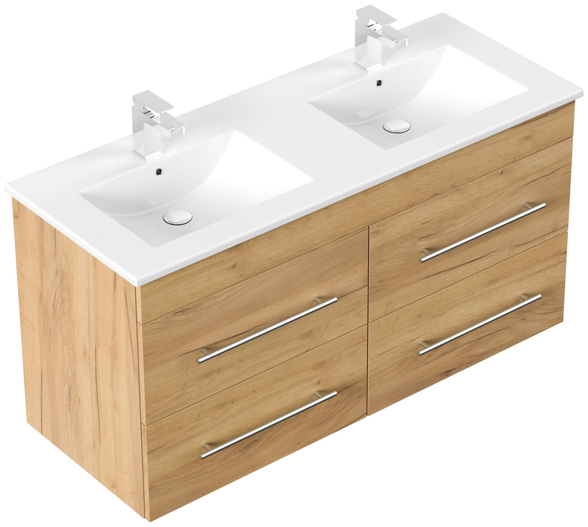 Magnolia Home Doppelwaschtisch Badmöbel Helios SoftClose eiche gold