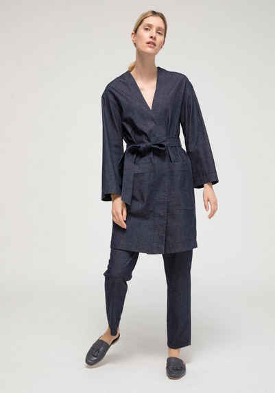 Hessnatur Jeansjacke »Light Denim Kimono aus Bio-Baumwolle mit Leinen«