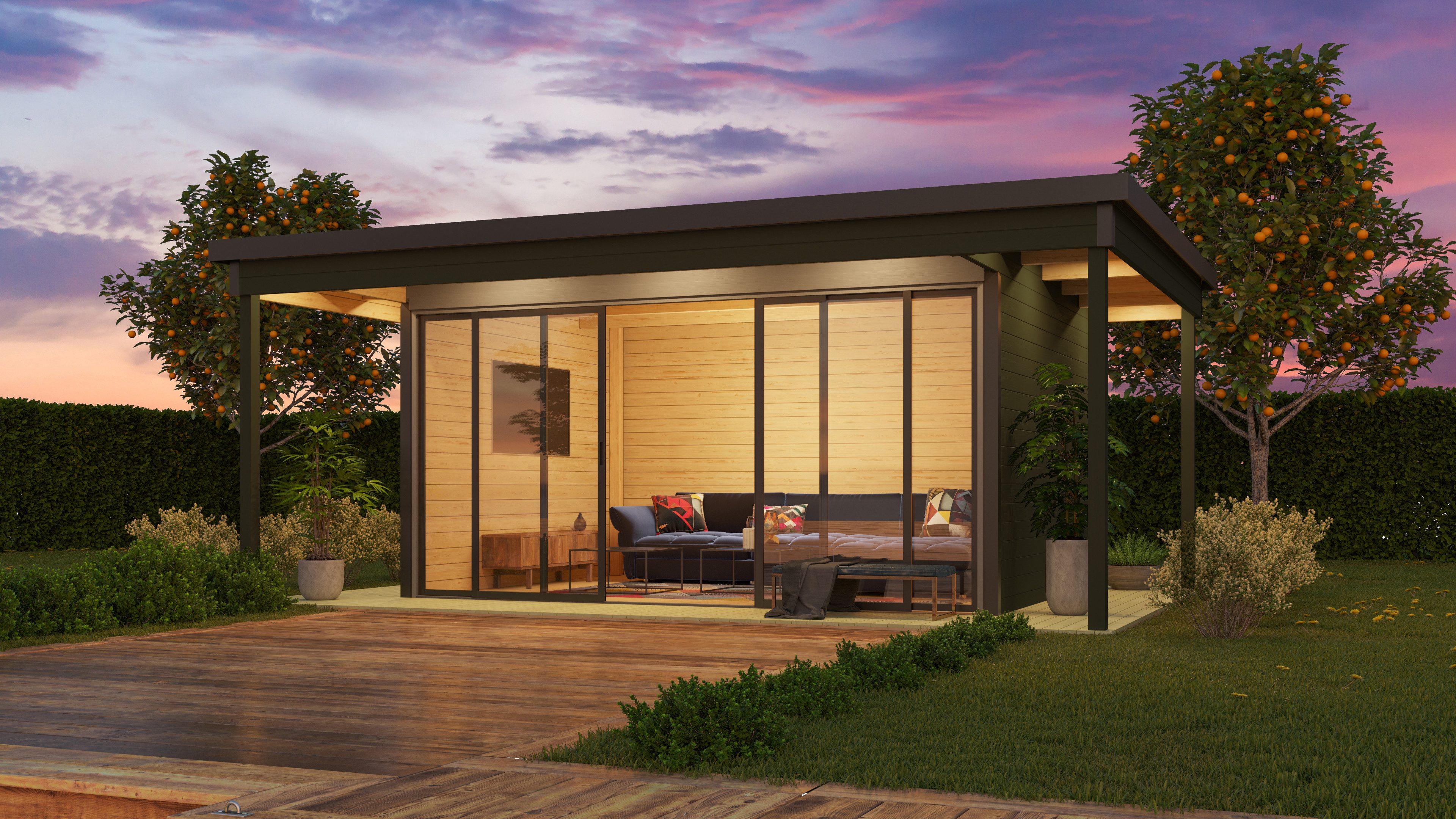 LASITA MAJA Gartenhaus DOMEO 4 LOGGIA, BxT: 597,6x421,5 cm, (Set), in verschiedenen Farben