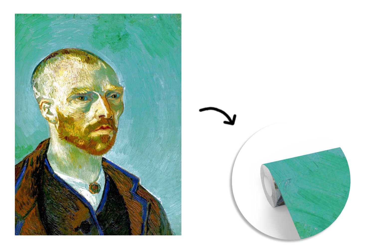 (4 - MuchoWow Wohnzimmer, St), Montagefertig Vincent Vinyl gewidmet Wandtapete Matt, Gogh, für van bedruckt, Fototapete Gauguin Tapete