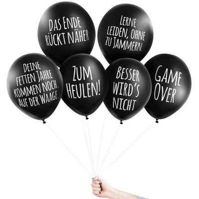 Pechkeks Luftballon »Anti Party Ballons Jubiläums Set«, 6 Stück, mit verschiedenen Sprüchen, schwarzer Humor, Anti Ballon, Schwarz