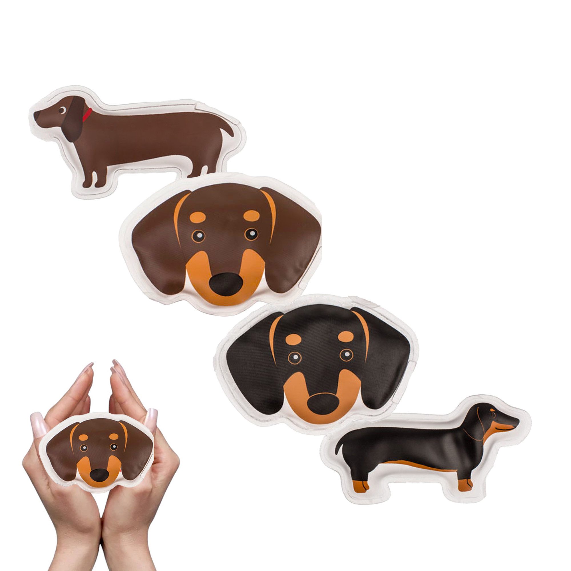 WestCraft Грелка для рук Taschenwärmer Dackel, Hund, Dog - Грелка для рук, widerverwendbar, Spar-Set 4-tlg., Wärmepads zum Knicken - 60 Minuten wohlige Wärme
