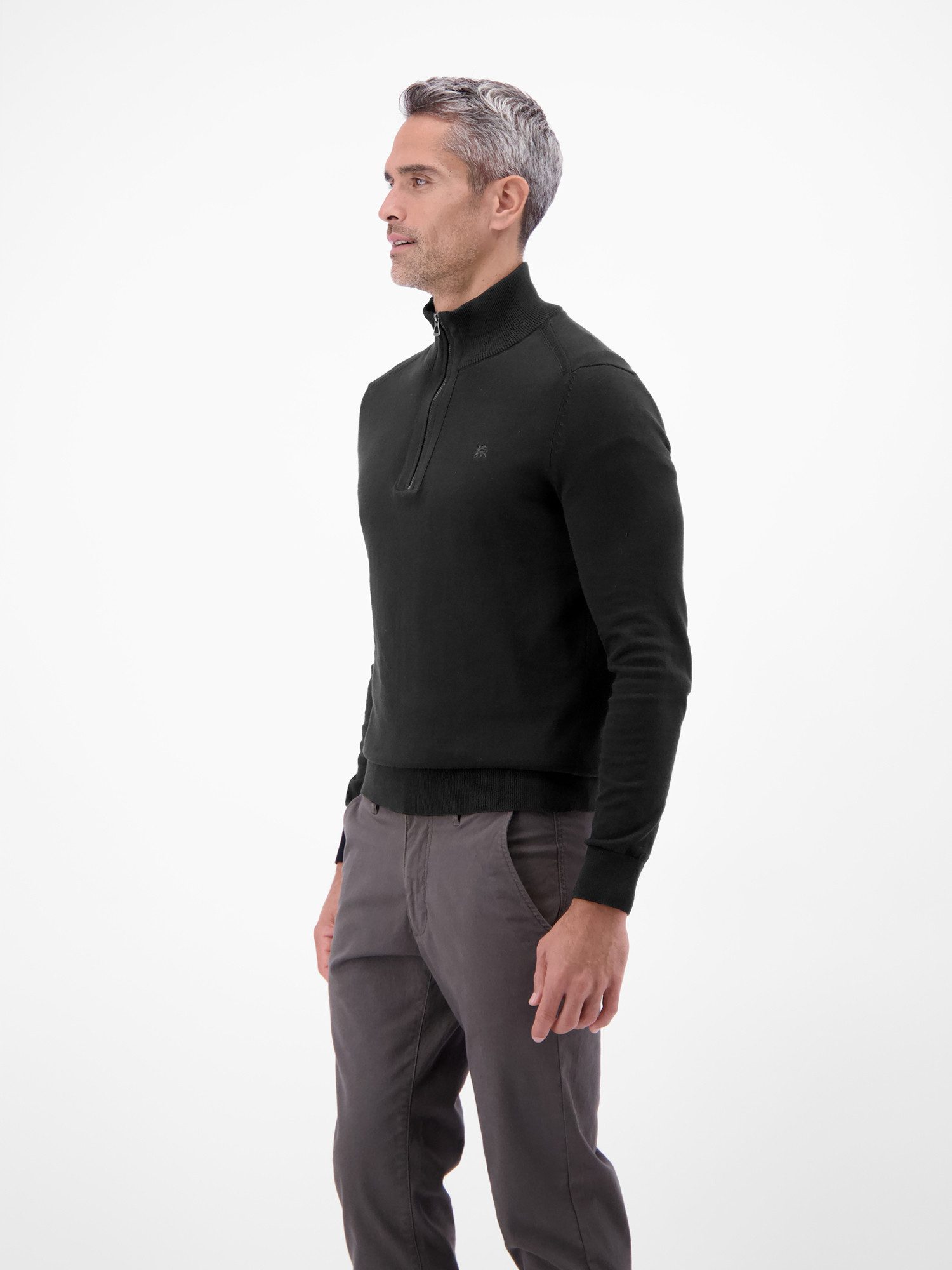LERROS Troyer Flachstrickpullover mit Troyerkragen