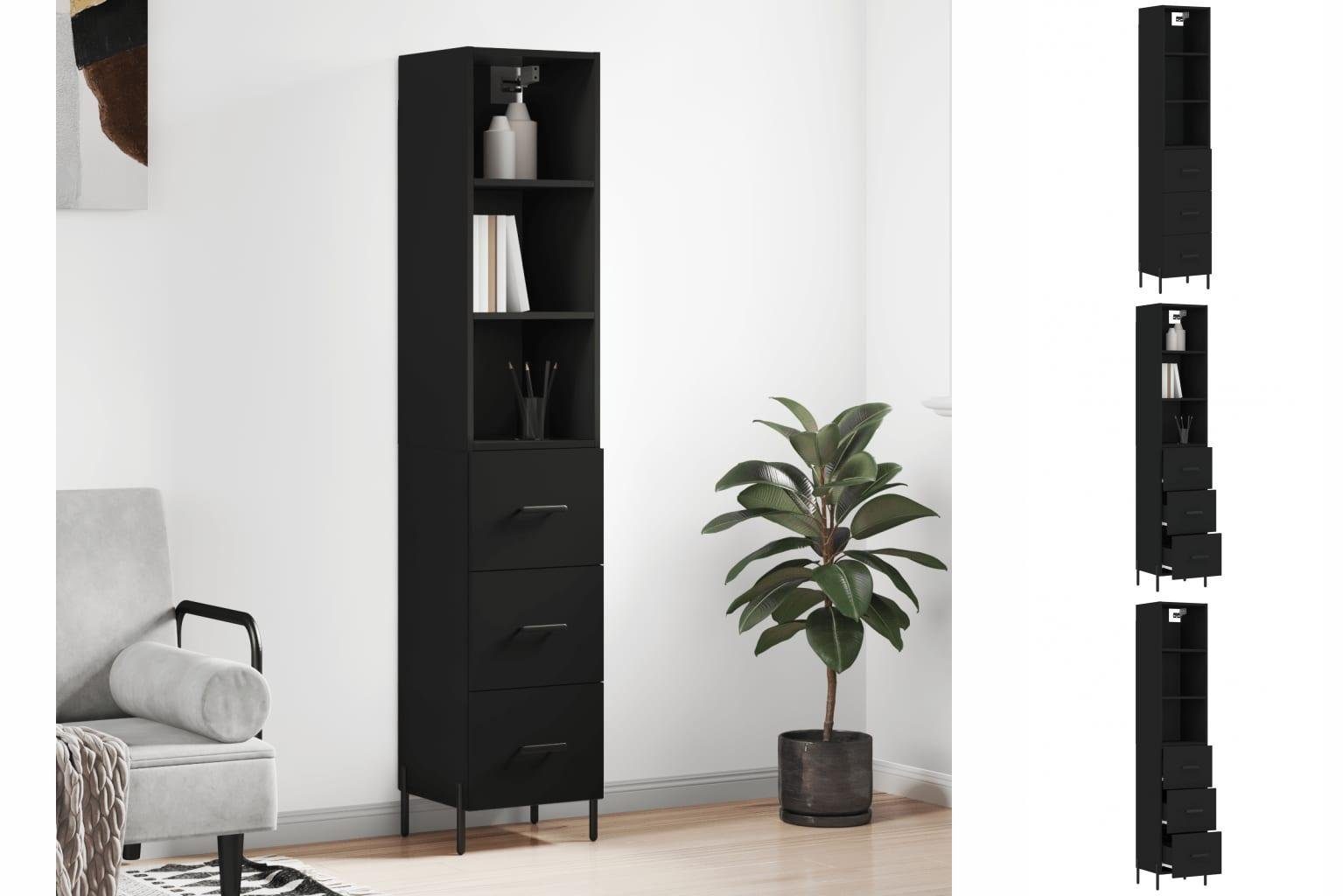 vidaXL Kleiderschrank Regal Highboard Schrank Hochschrank Schwarz 34,5x34x180 cm Holzwerkst