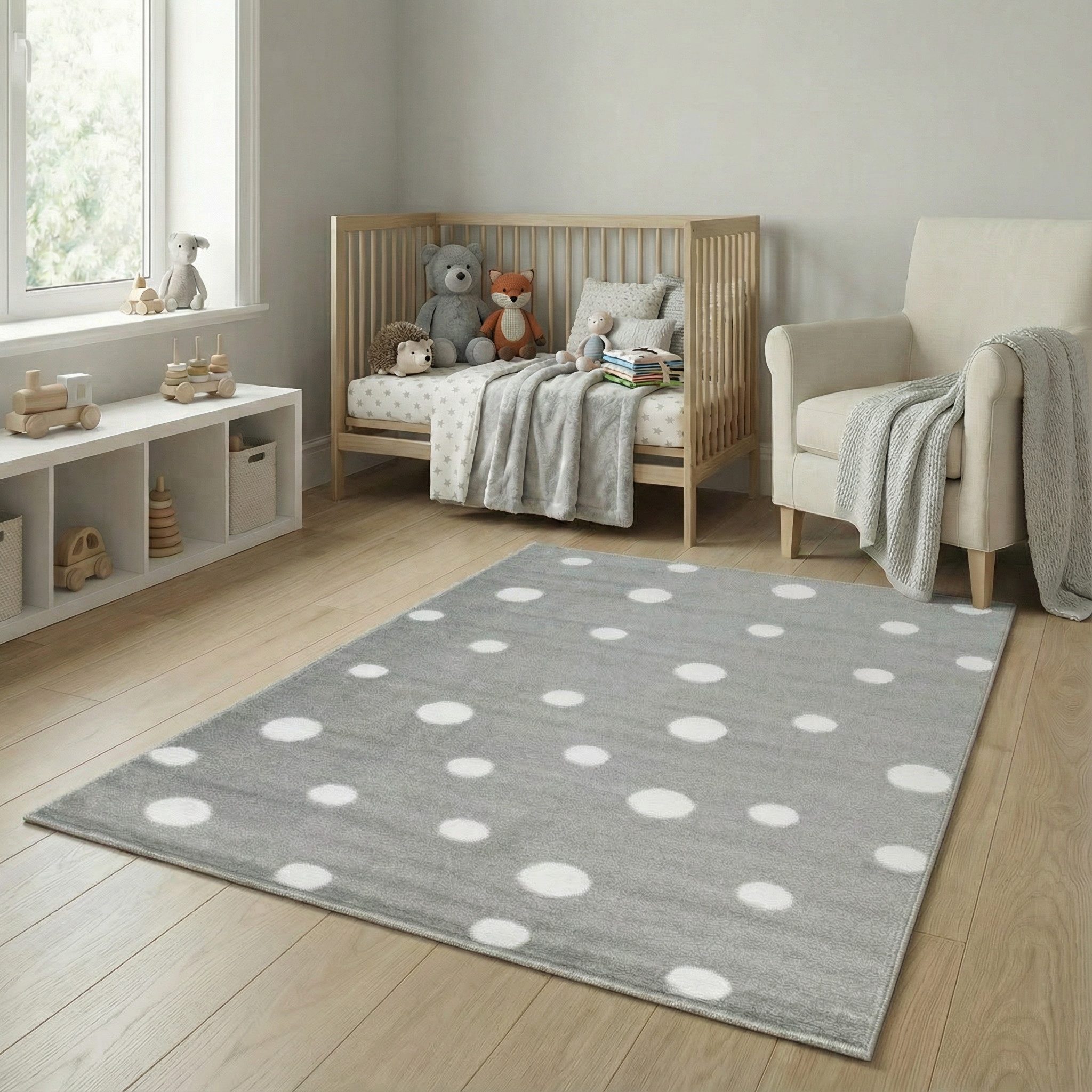 Jimri Kinderteppich DOT´S Teppiche für Kinderzimmer, Kinderzimmerteppich, Teppich, Läufer, Regenbogen