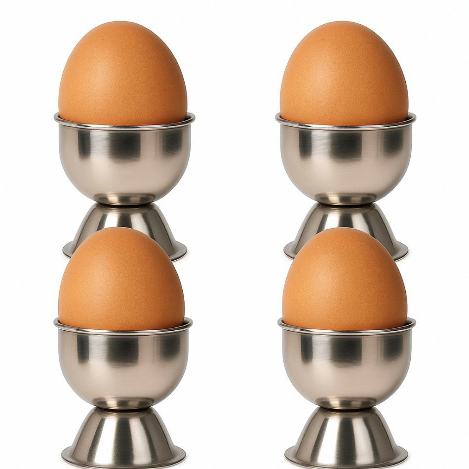 Koopman Подставки для яиц Eierbehälter 4er Set Frühstückseier Eierablage Rund Ø4,5cm, (4-tlg), Edelstahl, Rostfrei, Klassisch, Langlebig, Silberfarbend