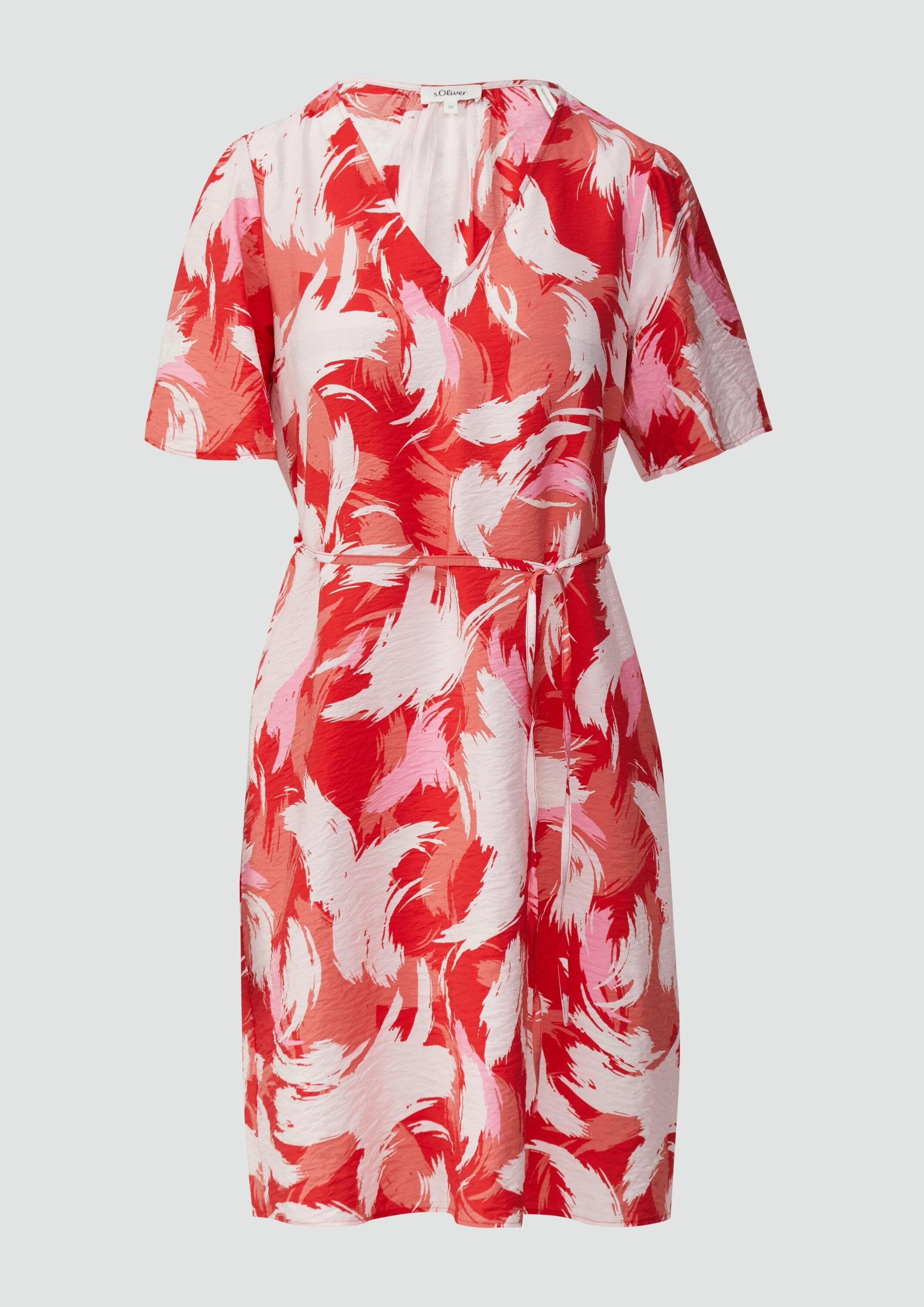 s.Oliver Minikleid Kleid Kurzes Kleid aus Viskosemix mit Puffärmeln