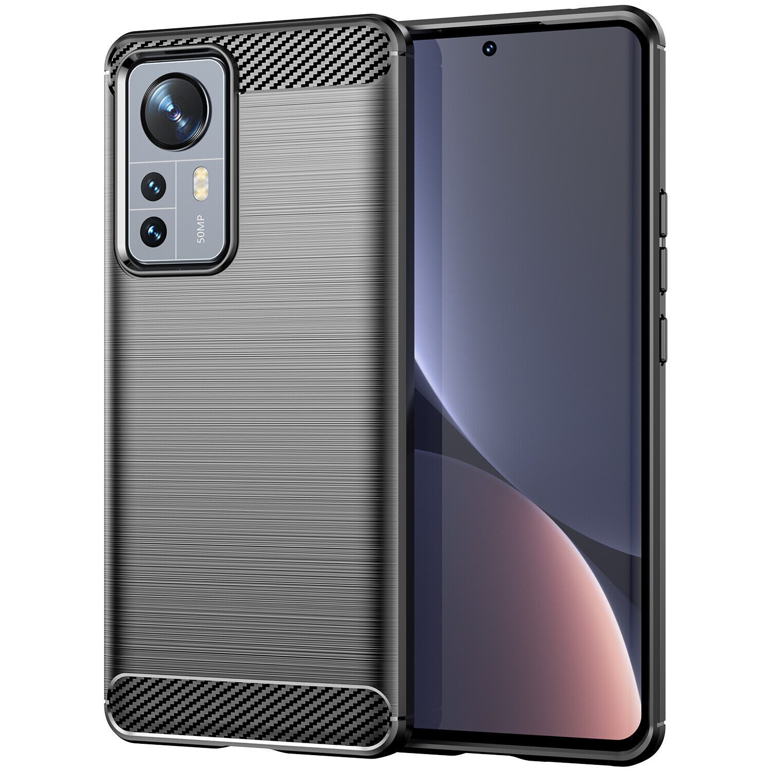 betterfon Handyhülle Carbon Hülle für Xiaomi 12 / 12X / 12 Pro 5G Backcover TPU Silikon, Carbon-Look – stoßfestes Case mit Air-Cushion & Metall-Optik