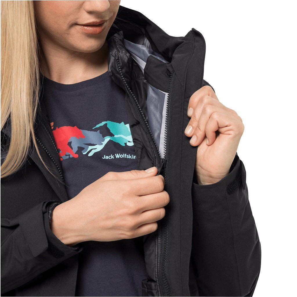 Jack Wolfskin Wintermantel Silent Wisper Parka (wasser- und winddicht, PFC-frei) schwarz Damen