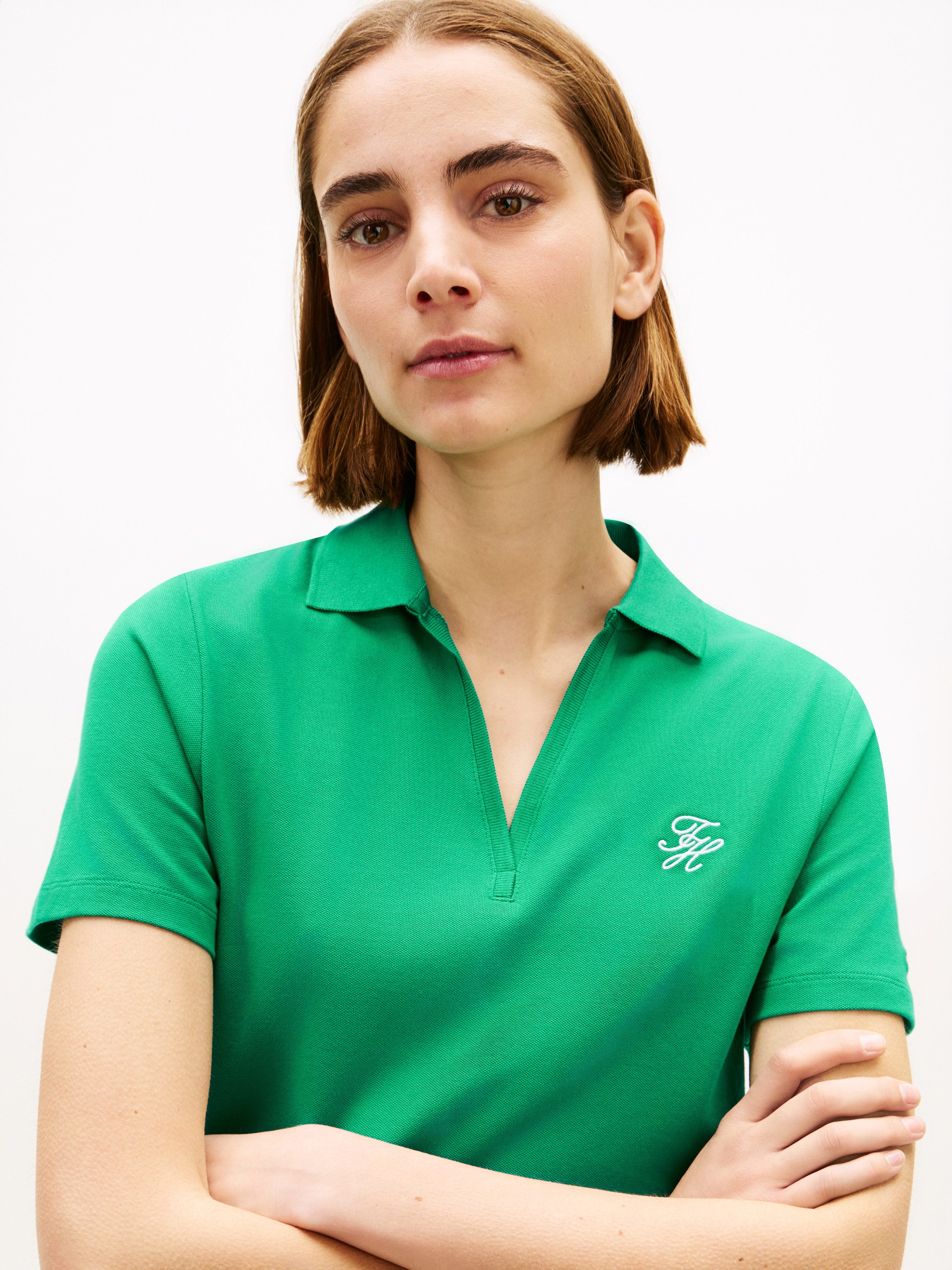 Tommy Hilfiger Polokleid TH SCRIPT OPEN-NK POLO DRS mit Knopfleiste