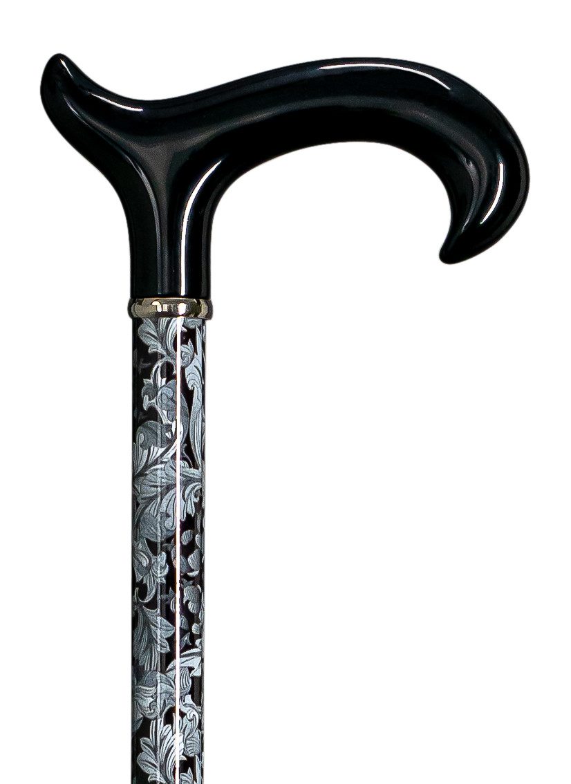 Stockshop Gehstock Fashion Gehstock PAISLEY GLANZ, Derbygriff Glanz-Finish schwarz, Stock