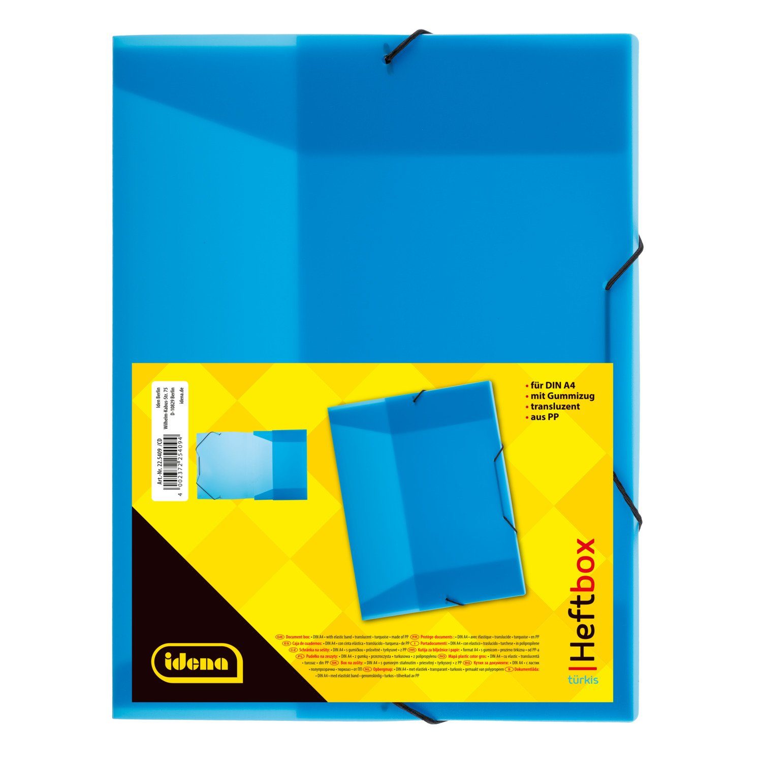 Idena Hefter Idena 225167 - Heftbox für DIN A4 mit Gummizug, aus PP, Füllhöhe 3,5