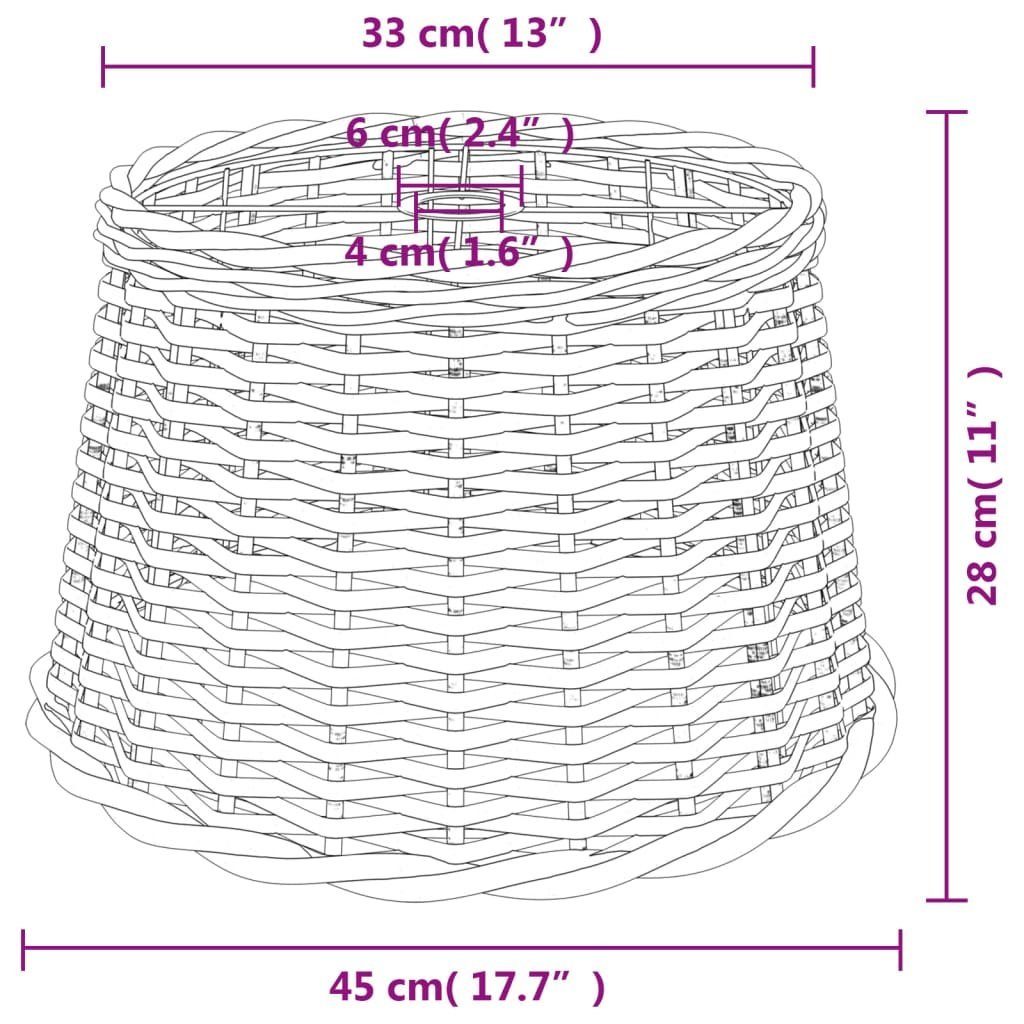 Ø45x28 Korbweide vidaXL Lampenschirm Deckenleuchten cm Weiß