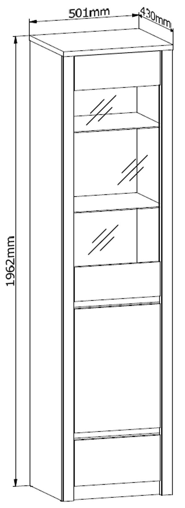 artisan artisan / weiß Vitrine (W1D) 50cm Vitrine Malta weiß Feldmann-Wohnen eiche eiche #dv50