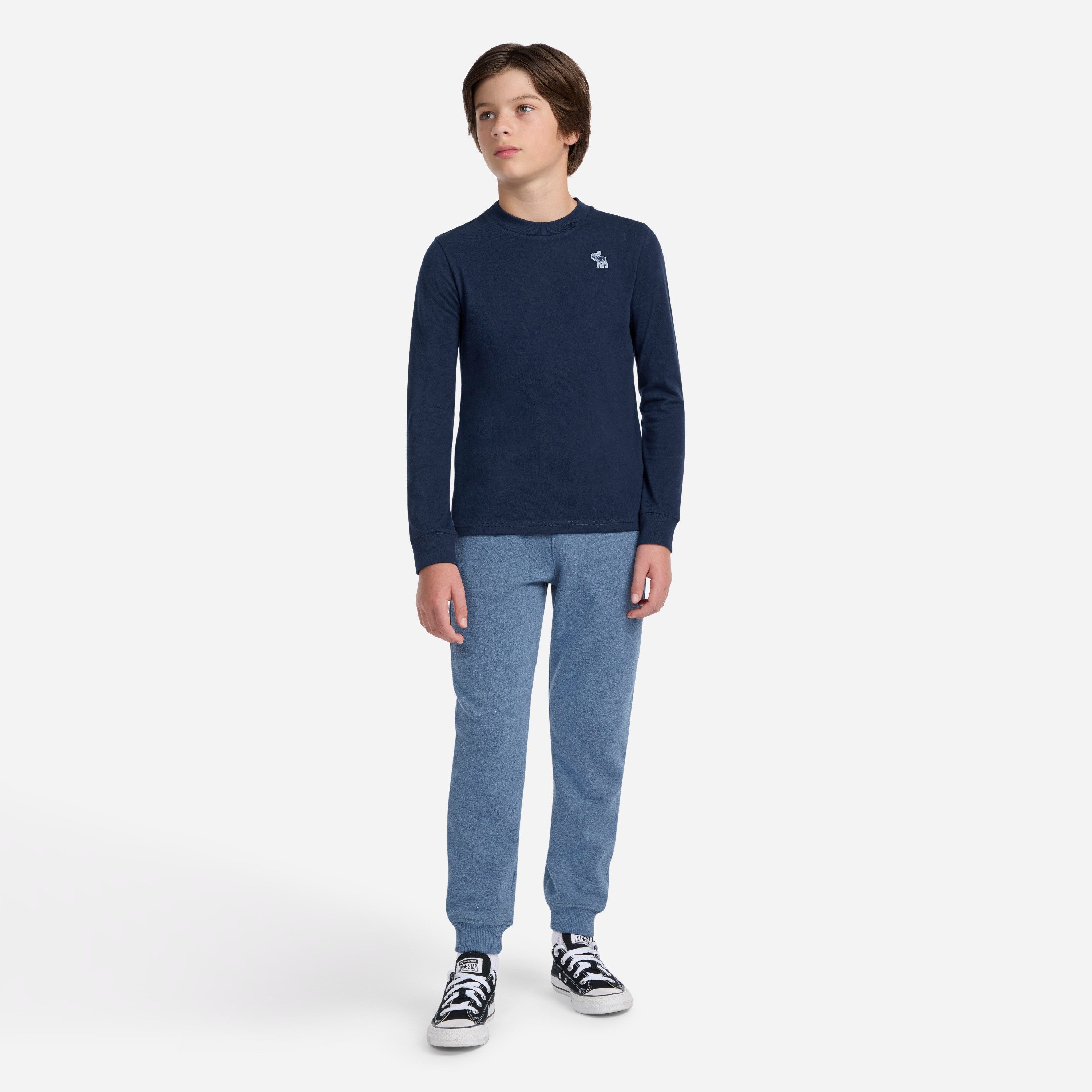 Abercrombie Kids Langarmshirt (Packung, 3-tlg) Gesticktes Elch- Motiv