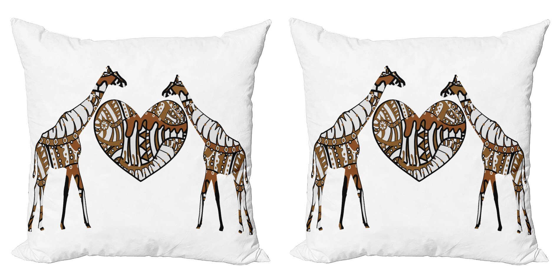 Digitaldruck, Modern Giraffe (2 Stück), Kissenbezüge Accent Abakuhaus Doppelseitiger Seelenfreund-Herz-Liebe