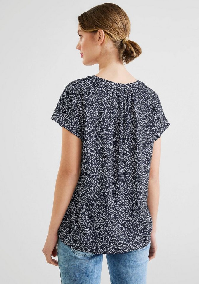 STREET ONE Shirtbluse mit Minimalprint, Rundhals mit zusätzlichem  V-Ausschnitt