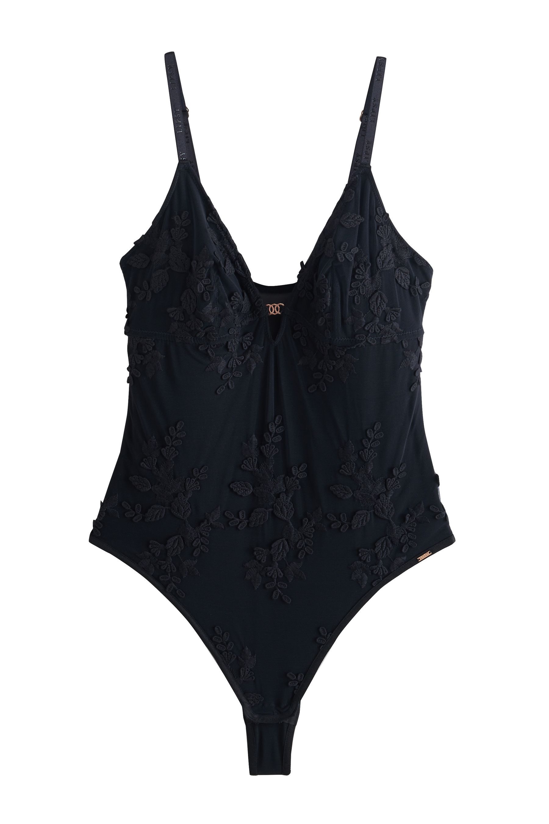 LIPSY Body Lipsy Bodysuit mit tiefem Ausschnitt und 3D-Blumen (1-tlg)